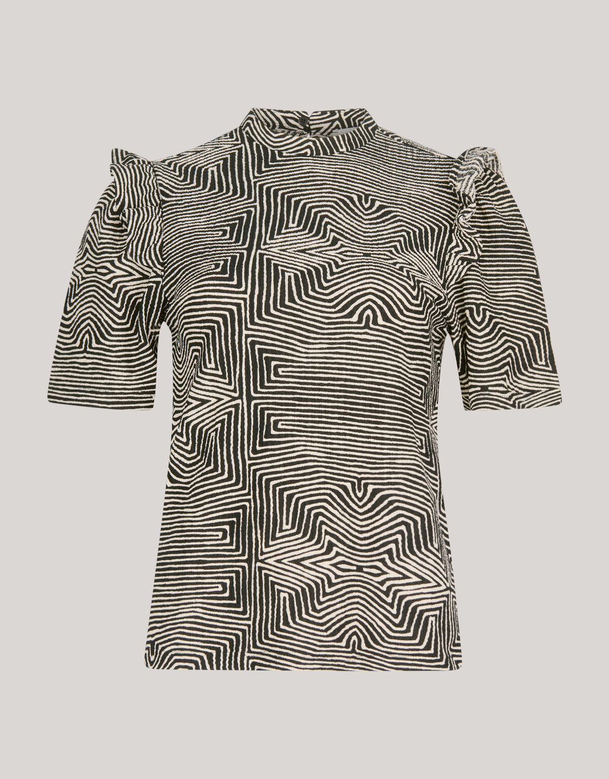 Crinkle Ruffle Top Off White/Schwarz SHOEBY WOMEN