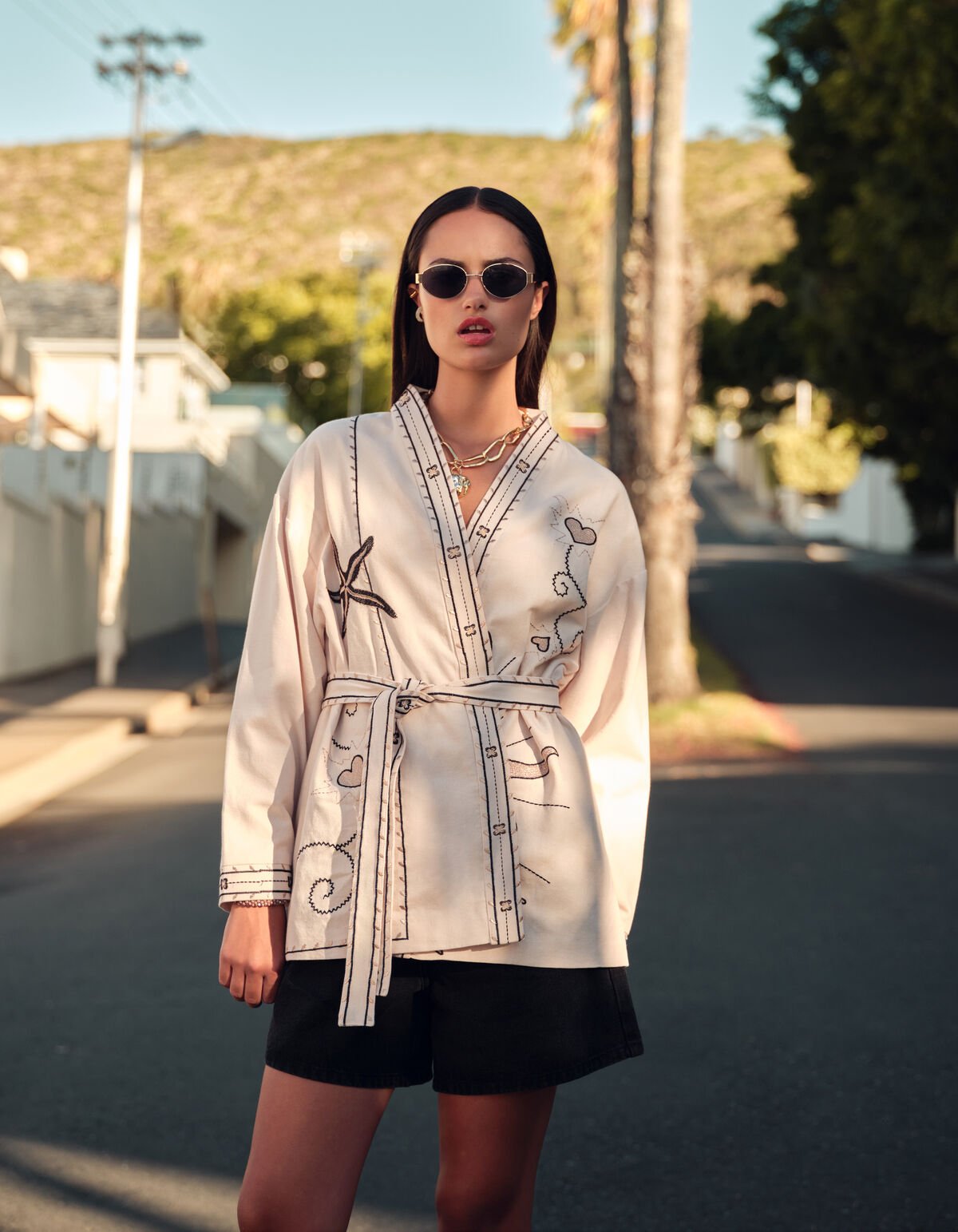 Artwork Kimono Jacke Off White SHOEBY WOMEN