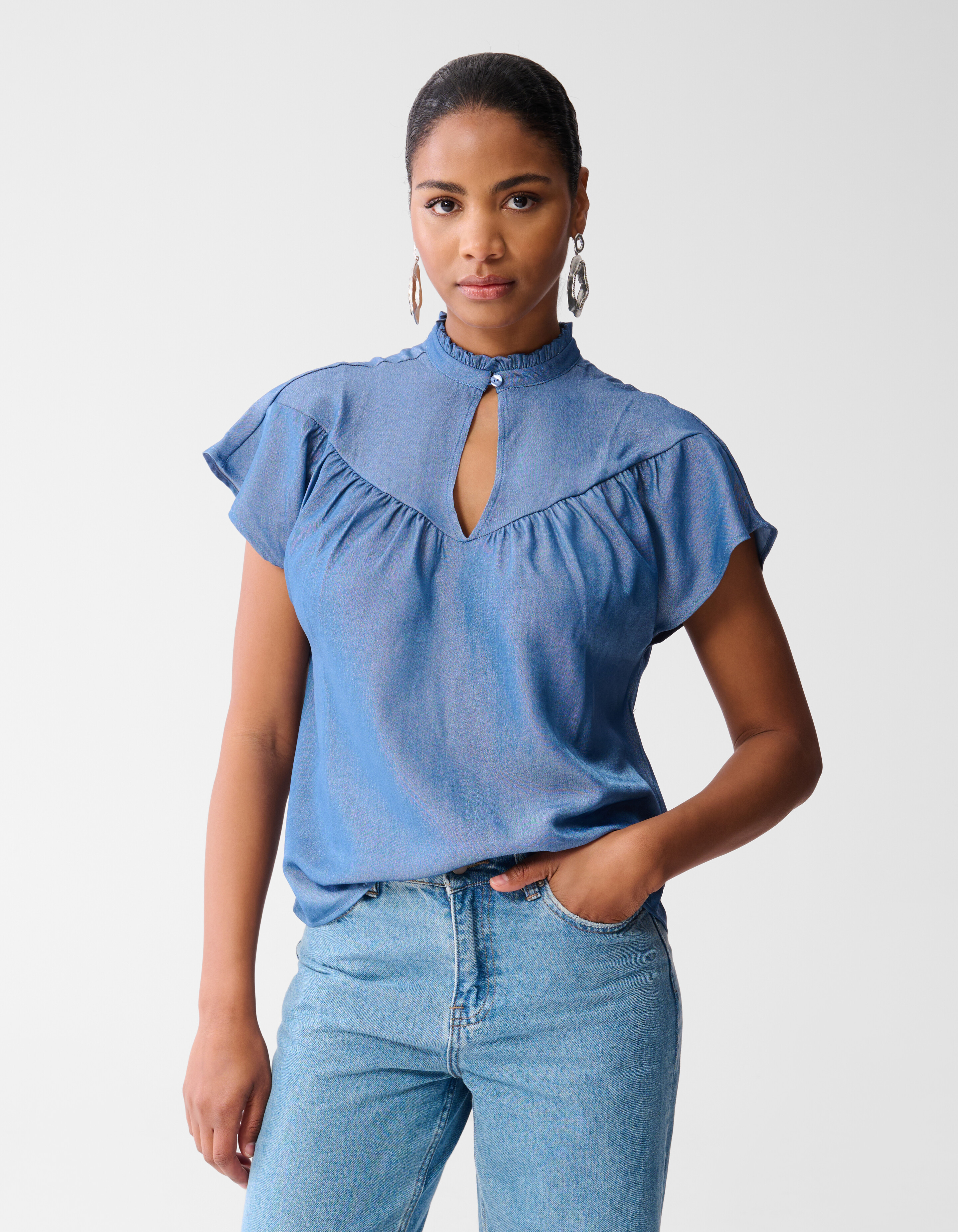 Rüschen-Top Blau SHOEBY WOMEN