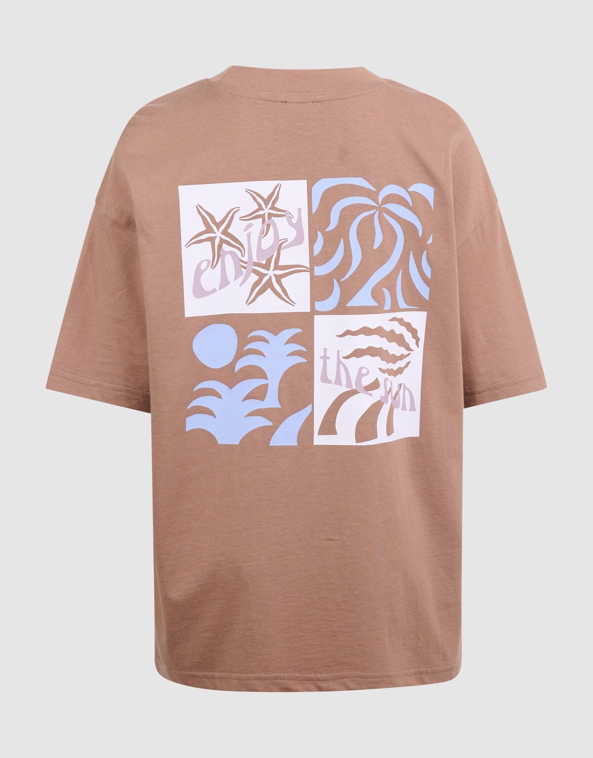 Oversized Sonnenkunst-T-Shirt Hellbraun SHOEBY BOYS