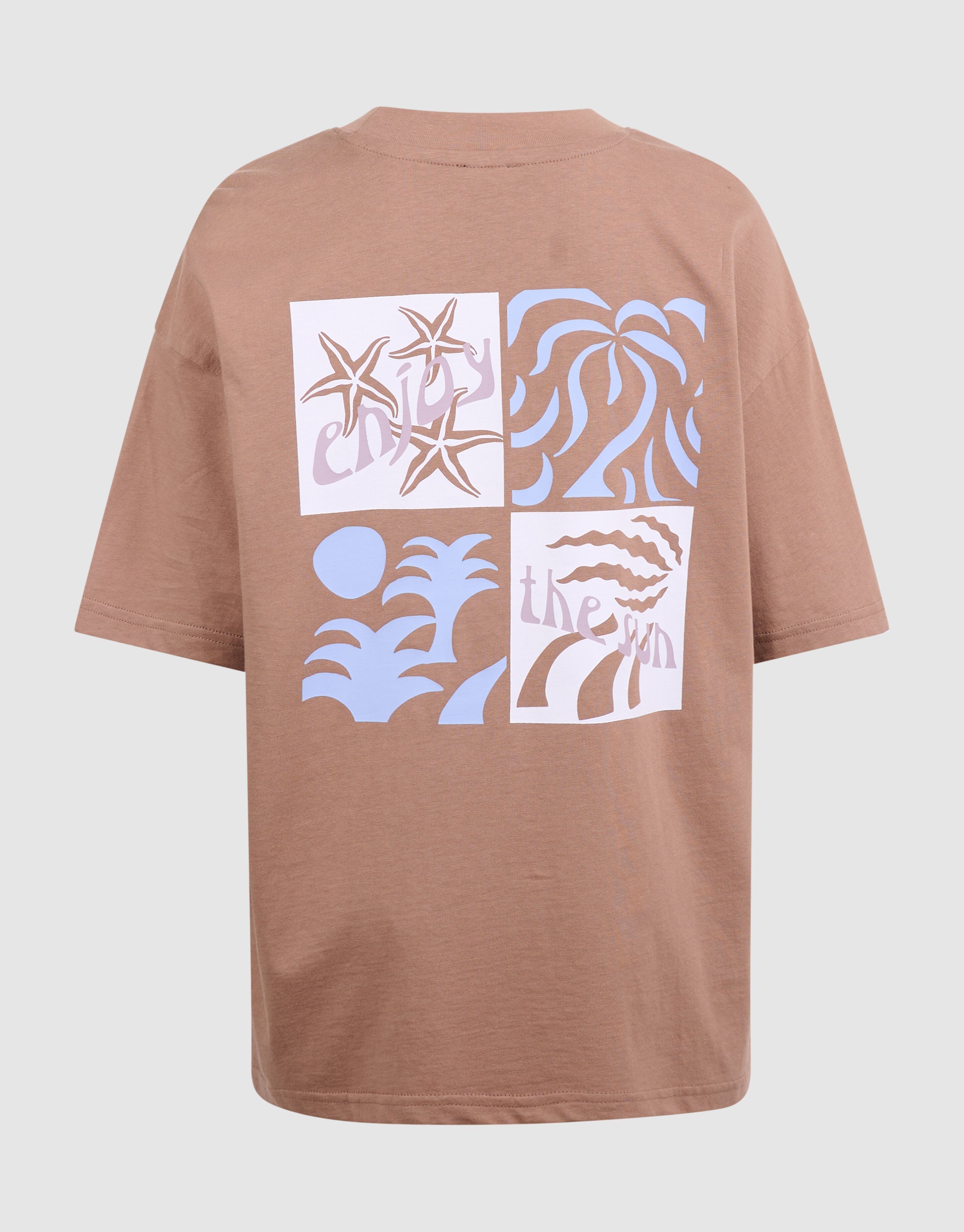 Oversized Sonnenkunst-T-Shirt Hellbraun SHOEBY BOYS