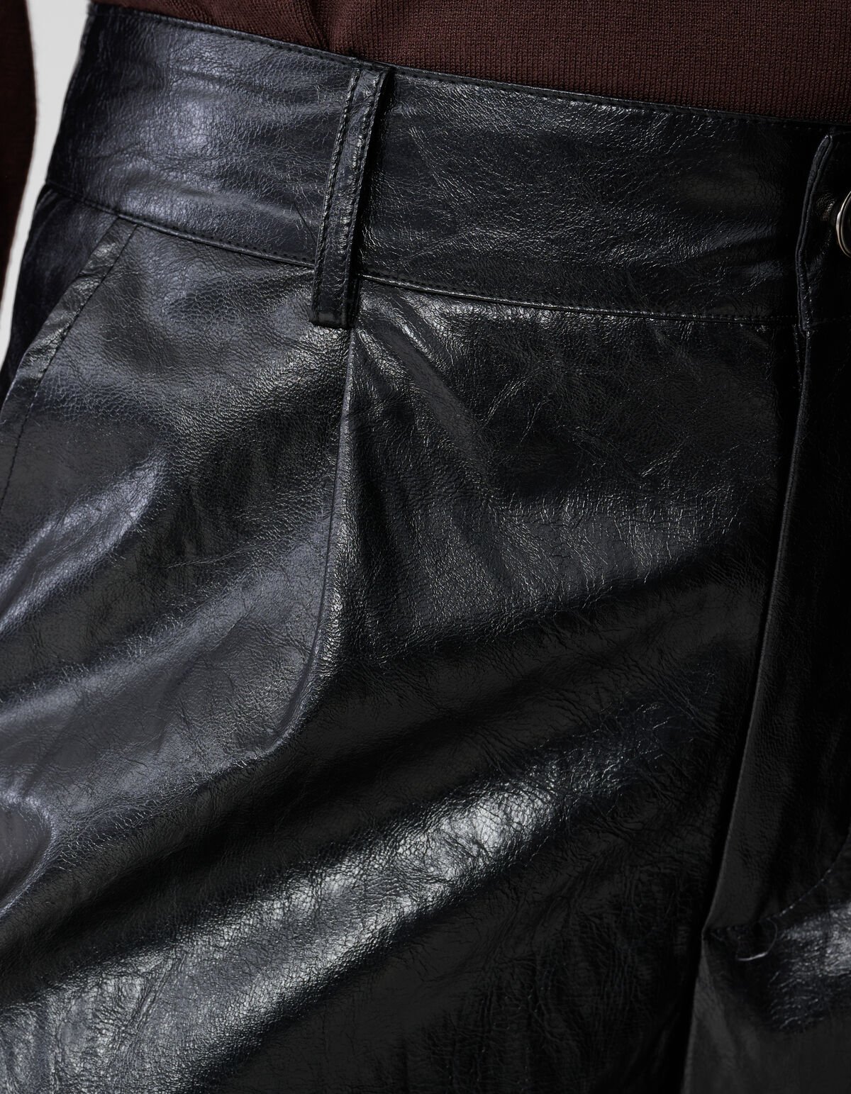 Vegane Leder-Barrel-Fit-Hose Schwarz von Monica SHOEBY WOMEN