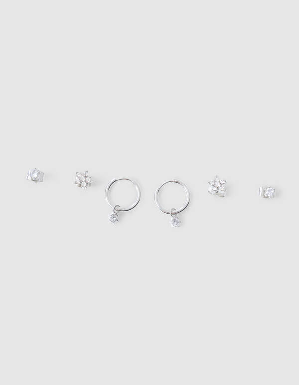 Strass Ohrringe Set Silber SHOEBY ACCESSOIRES