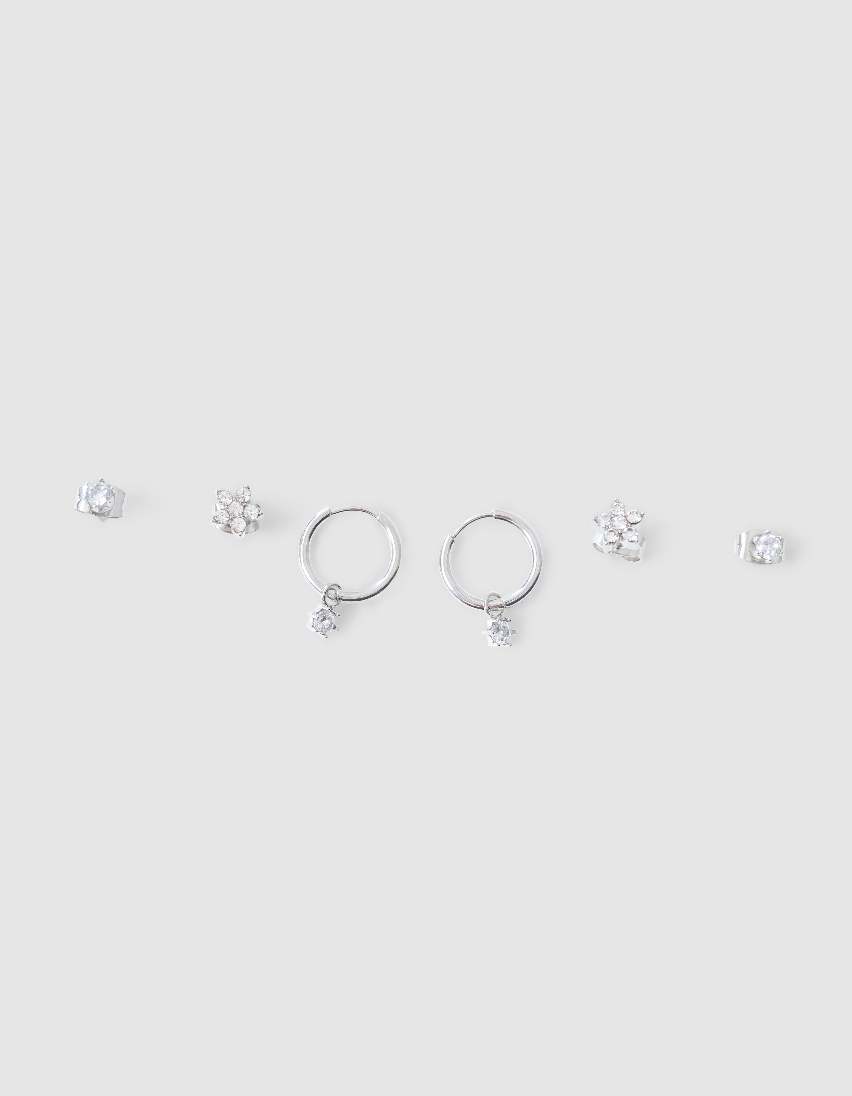 Strass Ohrringe Set Silber SHOEBY ACCESSOIRES