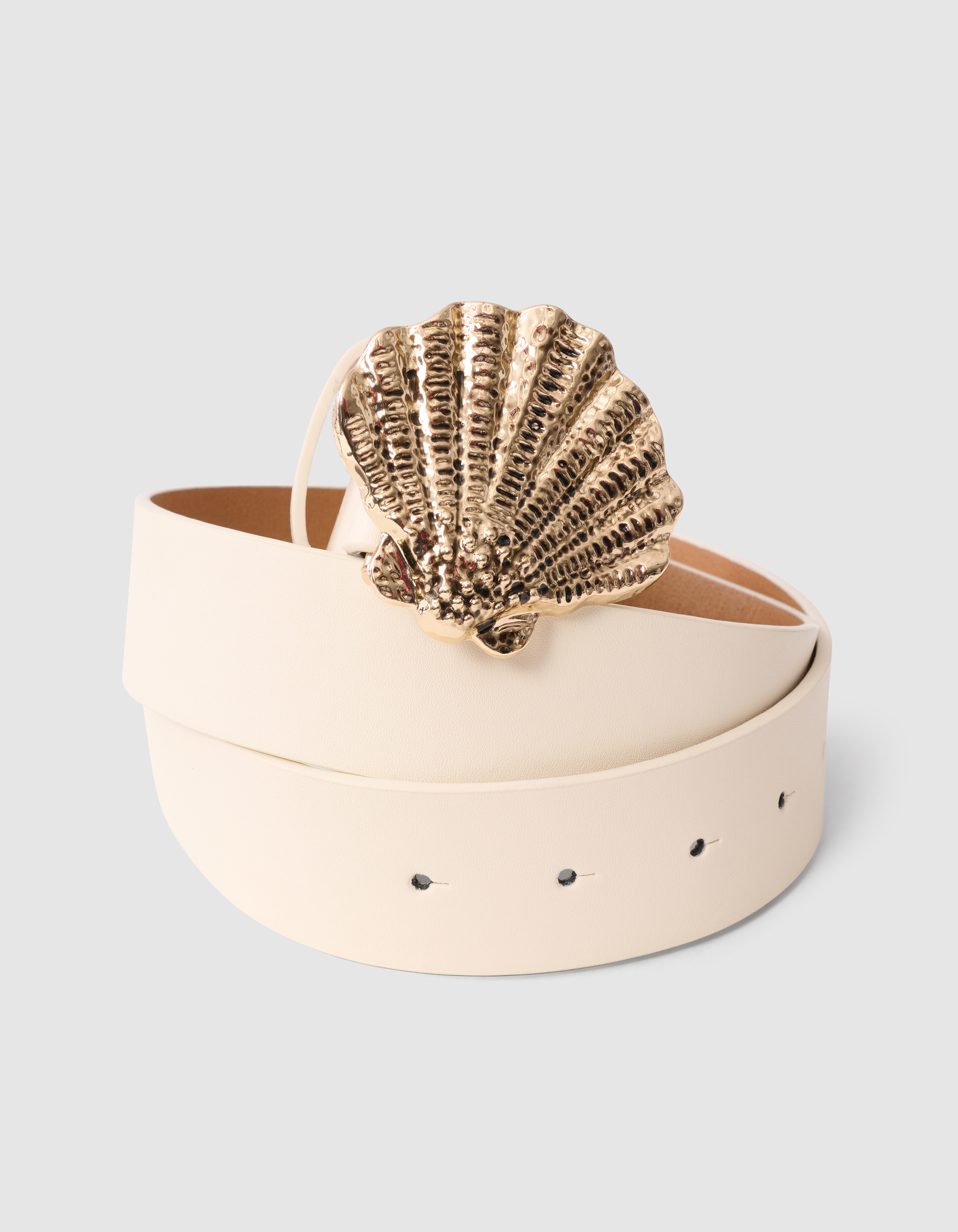 Shell Schnalle Gürtel Off White SHOEBY ACCESSOIRES