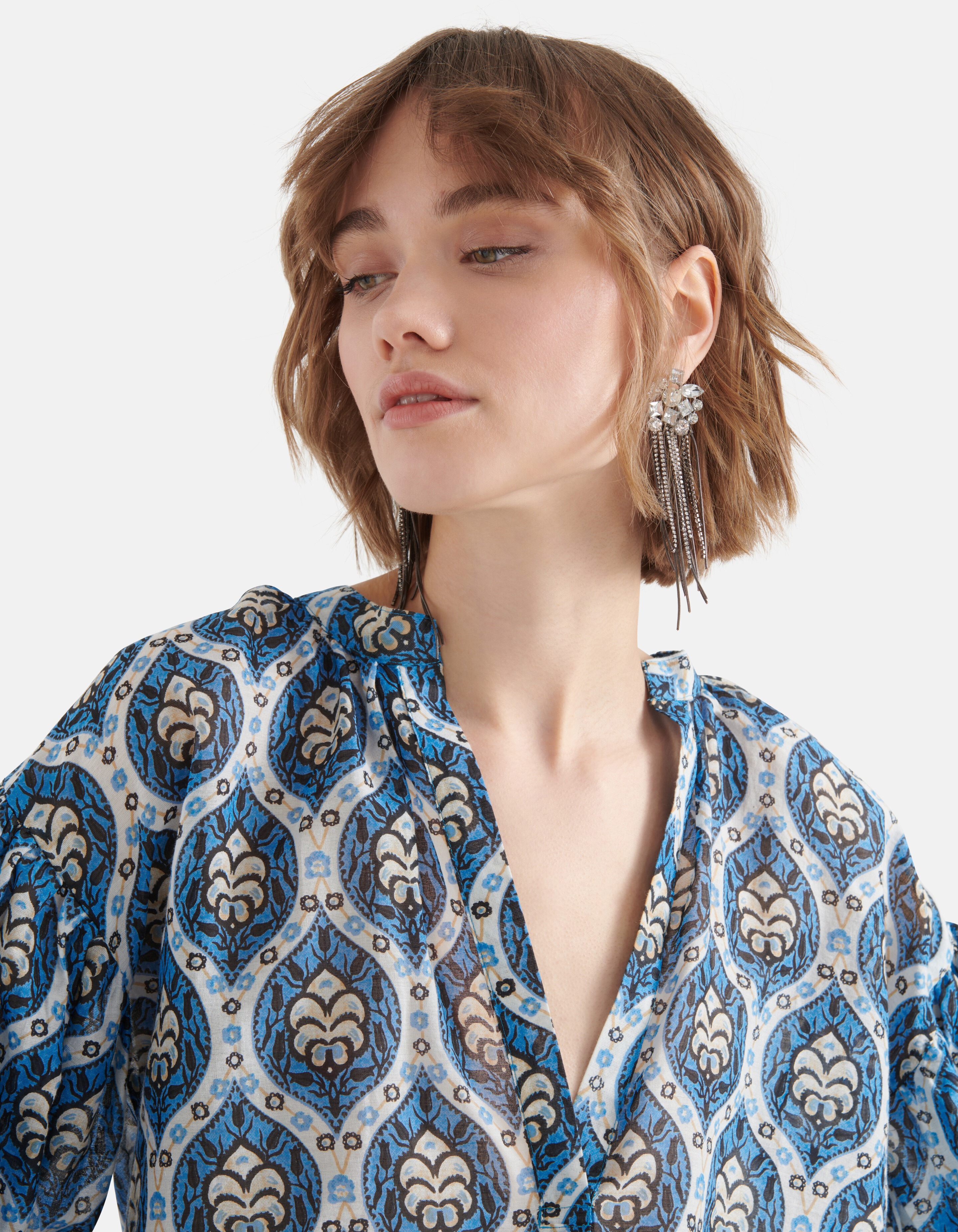 Bedruckte Voile-Bluse Blau SHOEBY WOMEN