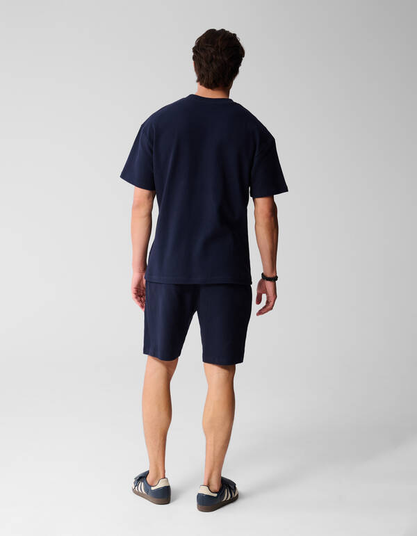 Waffelstruktur-T-Shirt Dunkelblau SHOEBY MEN