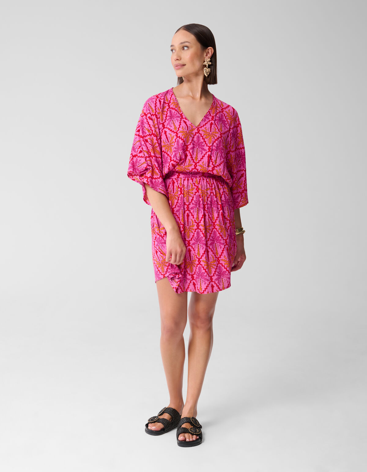 Bedrucktes Crinkle-Minikleid Rosa SHOEBY WOMEN