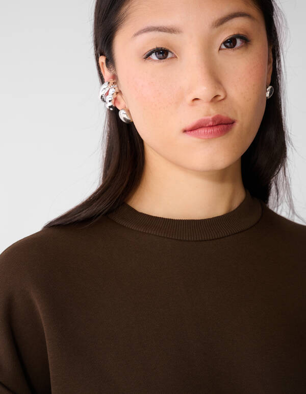 Kanten Oversized Sweater Dunkelbraun SHOEBY WOMEN