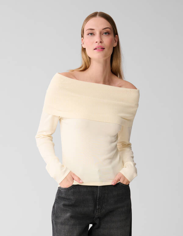 Off Shoulder Trui Gebroken Wit SHOEBY WOMEN