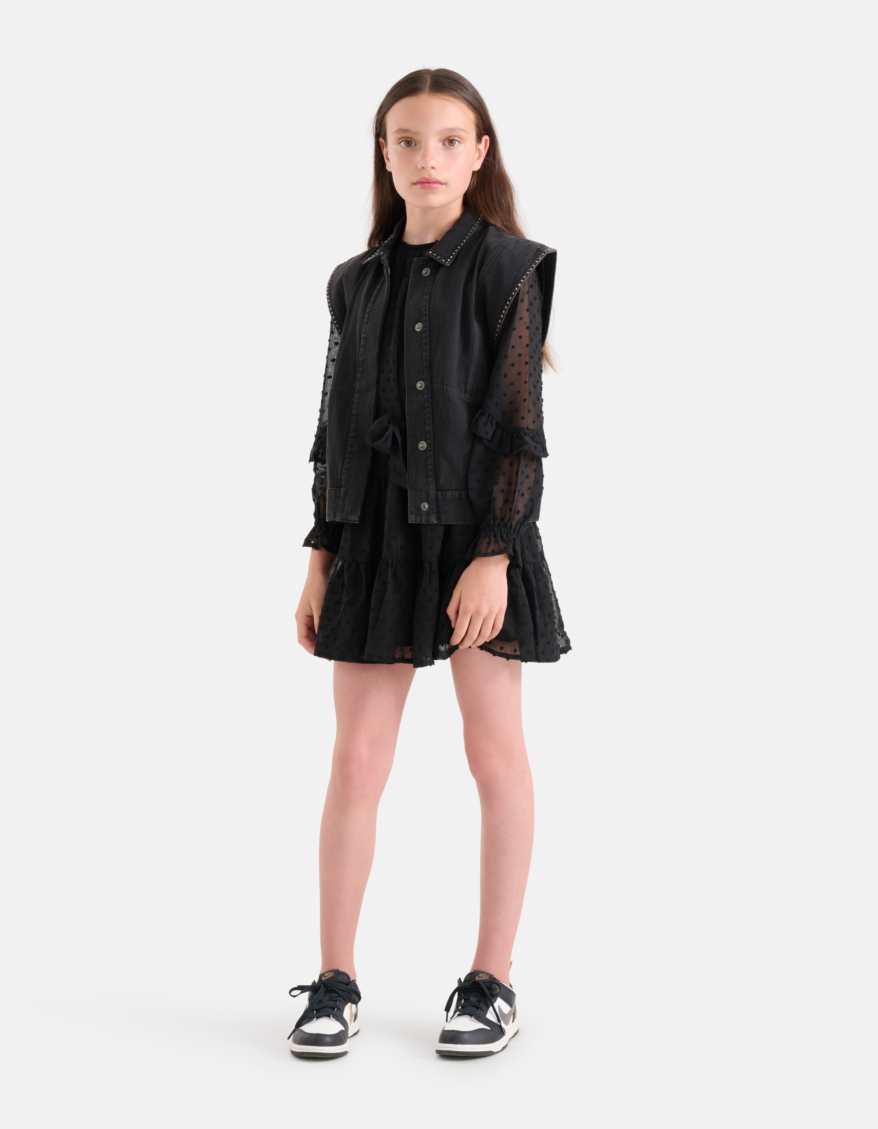 Chiffon-Pünktchenkleid Schwarz SHOEBY GIRLS