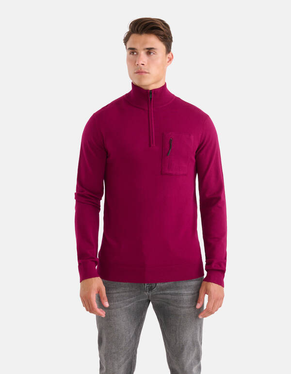 Rollkragenpullover mit Rei&szlig;verschluss Bordeaux SHOEBY MEN