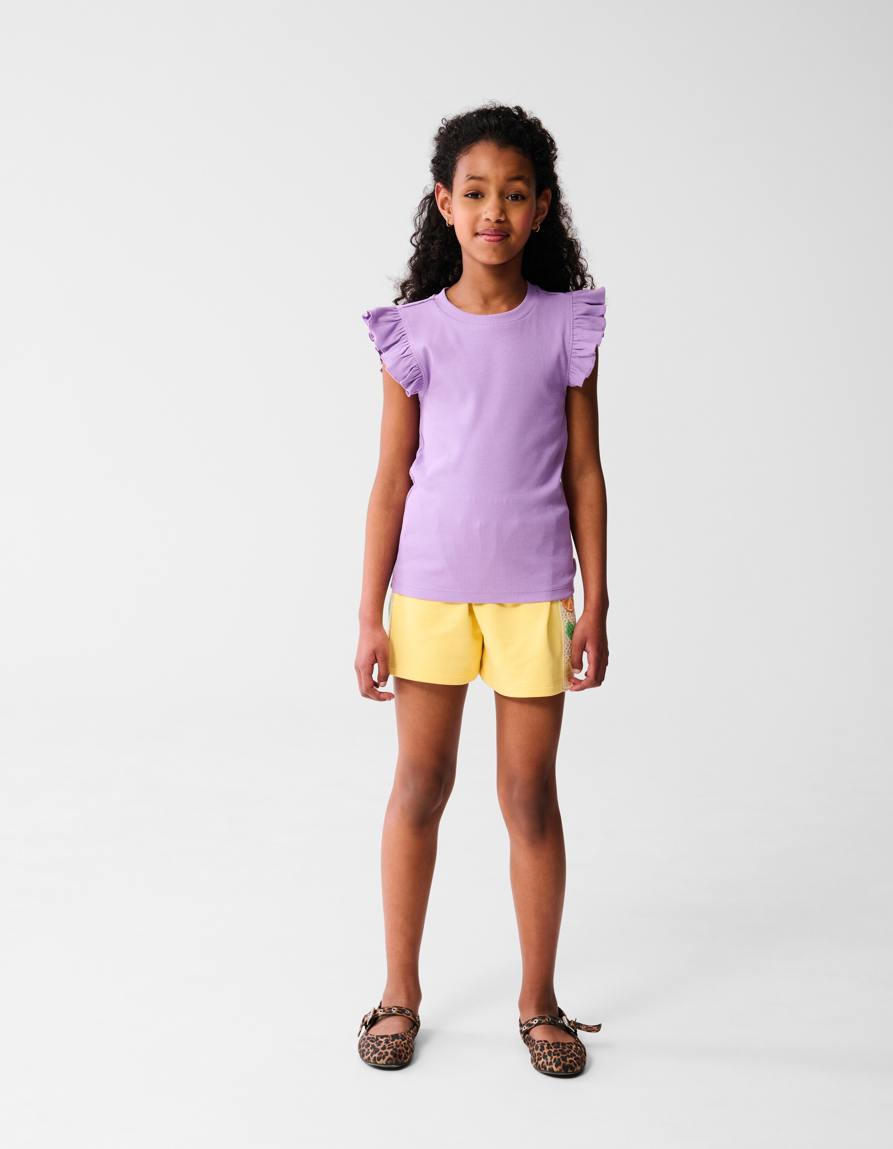 Ruffle Rib Top Hellviolett SHOEBY GIRLS