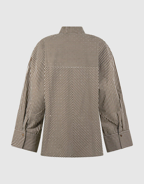 Nadelstreifenbluse mit Strasssteinen, Braun SHOEBY WOMEN