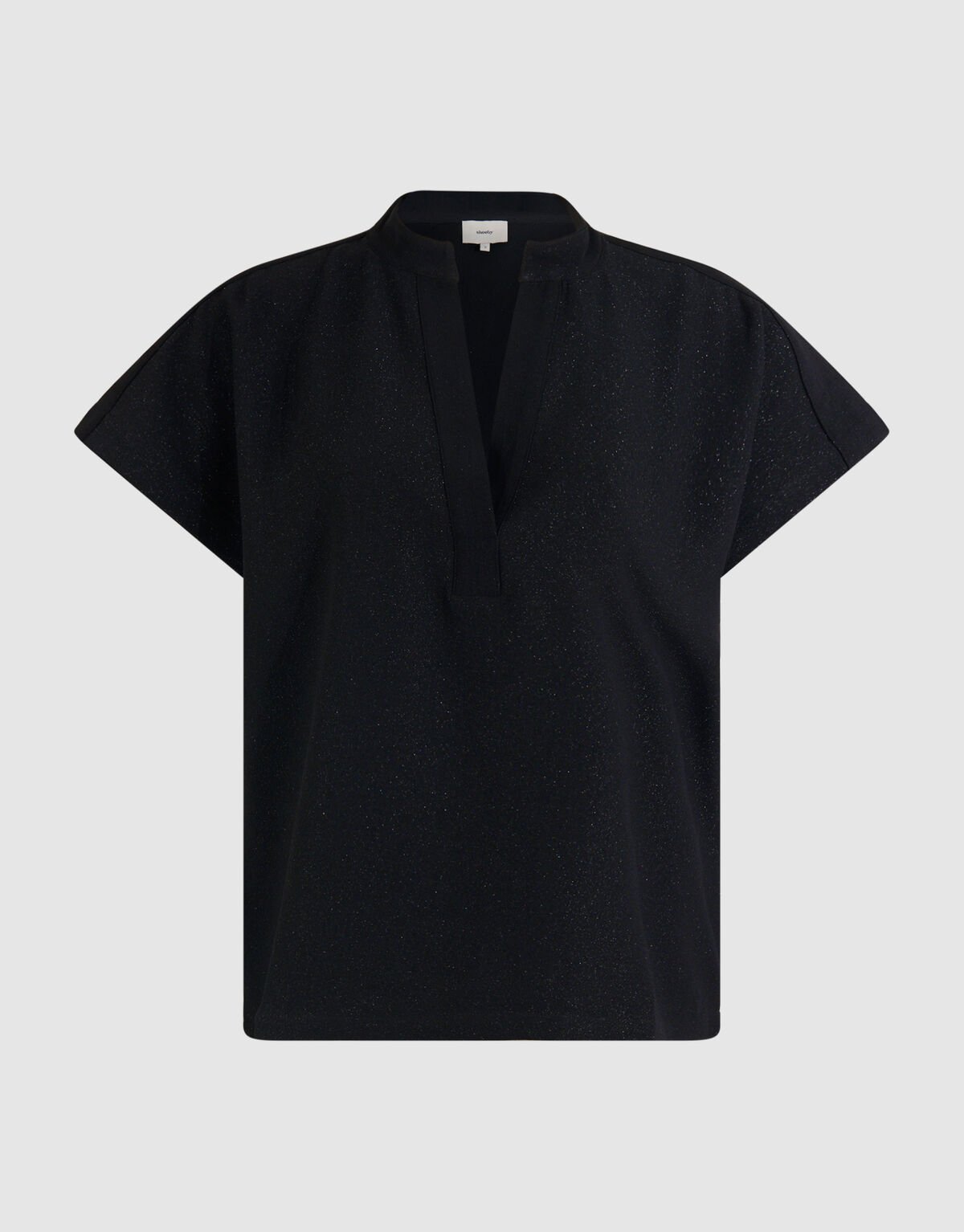 Schwarzes Glitzer-Top mit V-Ausschnitt SHOEBY WOMEN
