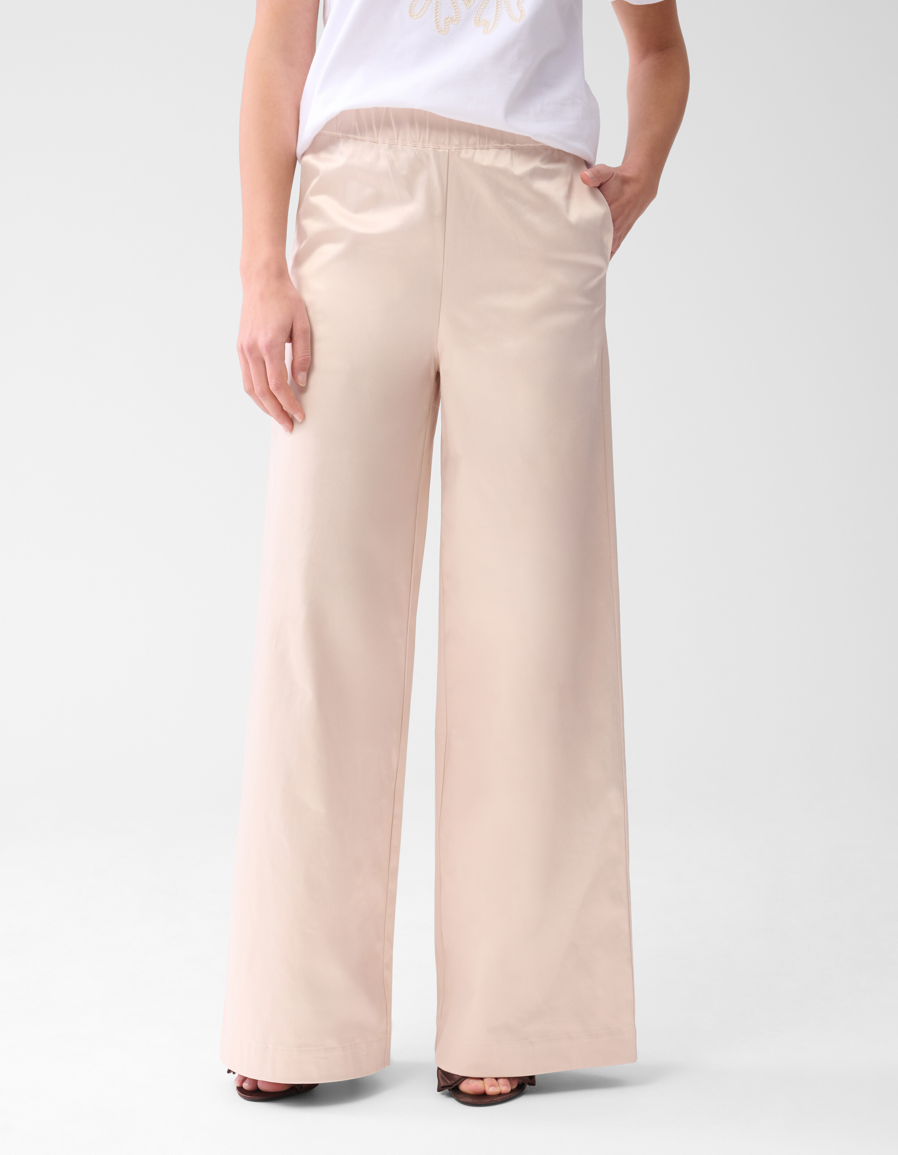 Satin Wide Leg Trousers Sand By Mieke SHOEBY WOMEN