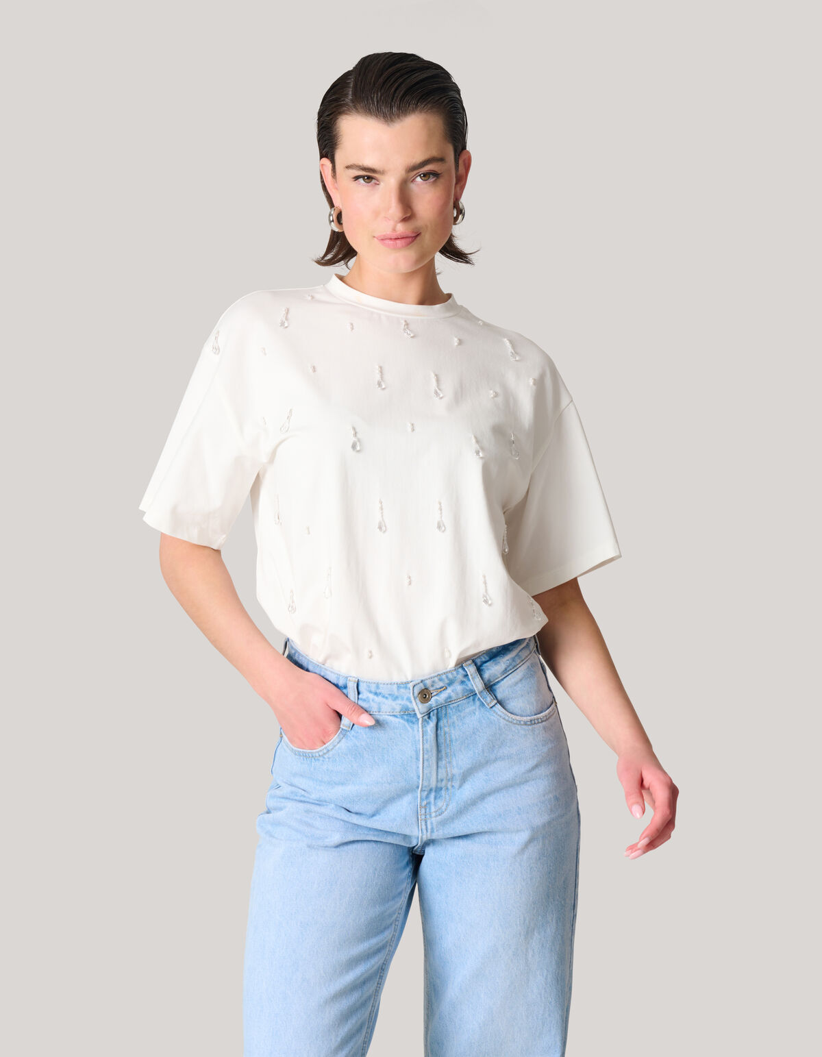 Embellished T-shirt Wit SHOEBY WOMEN