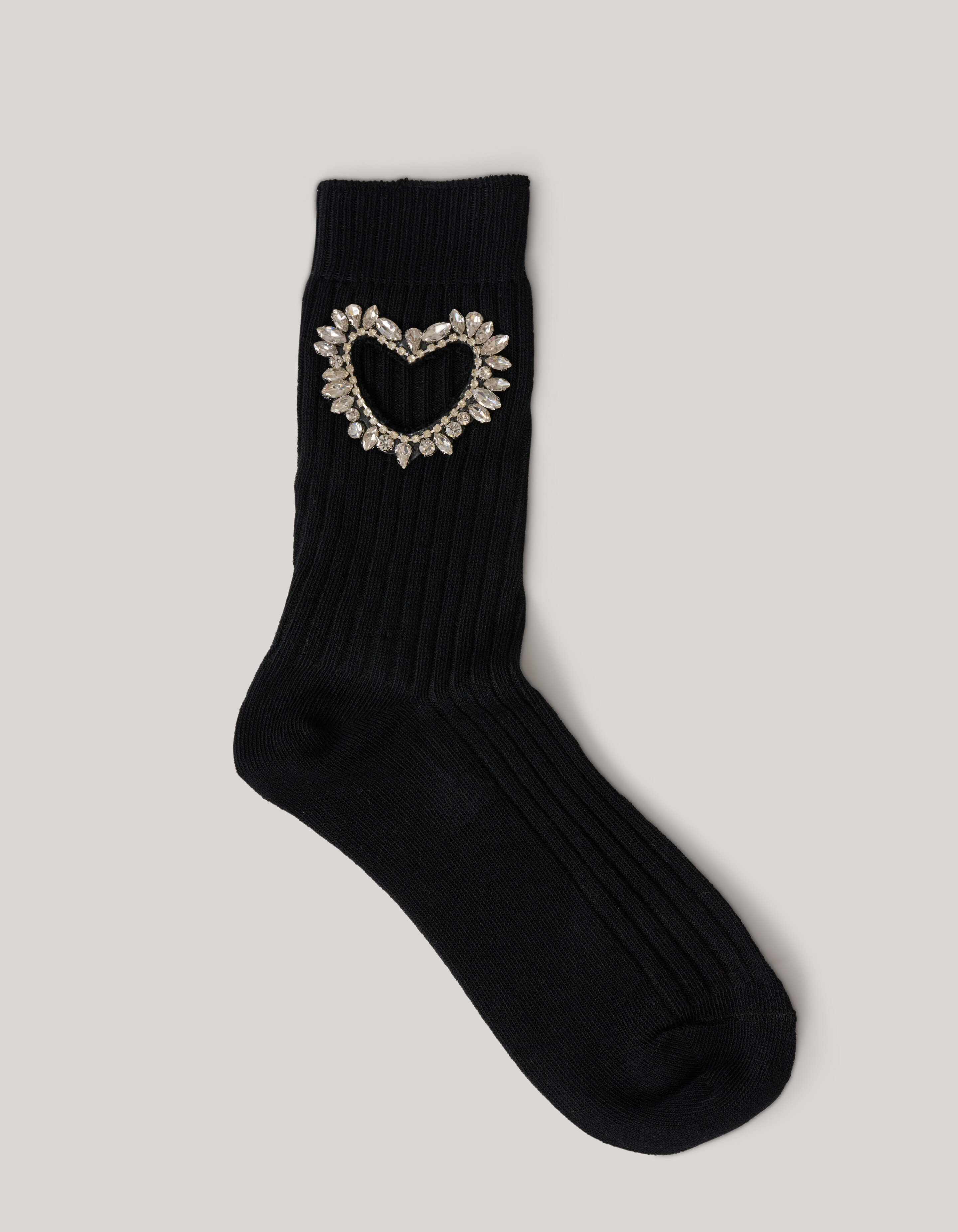 Strass Herz Socken Schwarz SHOEBY ACCESSOIRES