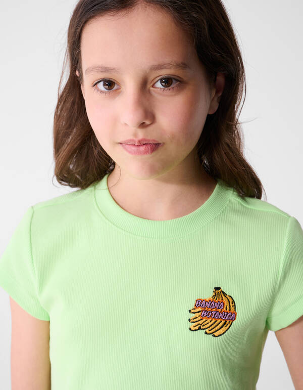 Gerippter Banana Crop Top Hellgr&uuml;n SHOEBY GIRLS