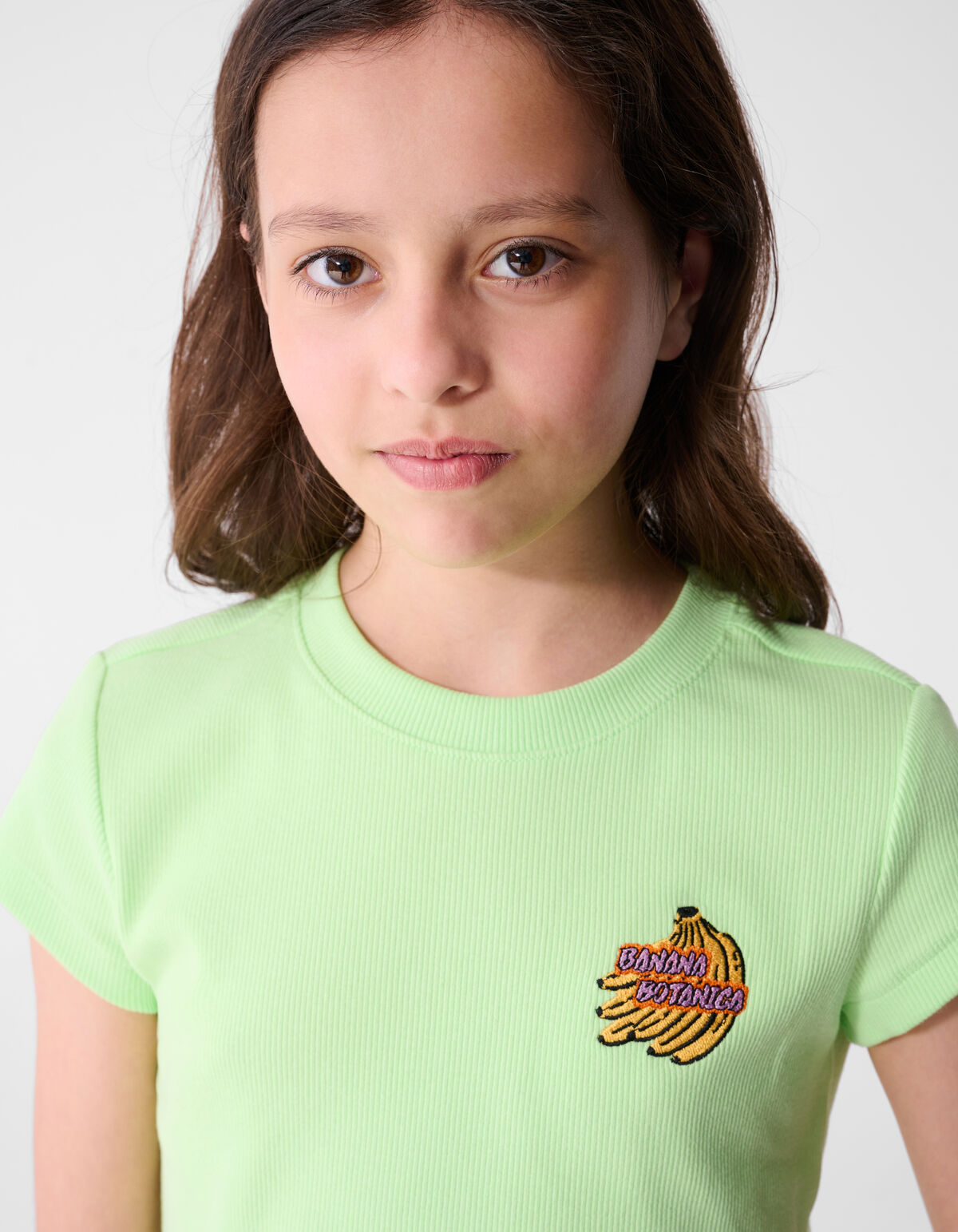 Gerippter Banana Crop Top Hellgr&uuml;n SHOEBY GIRLS