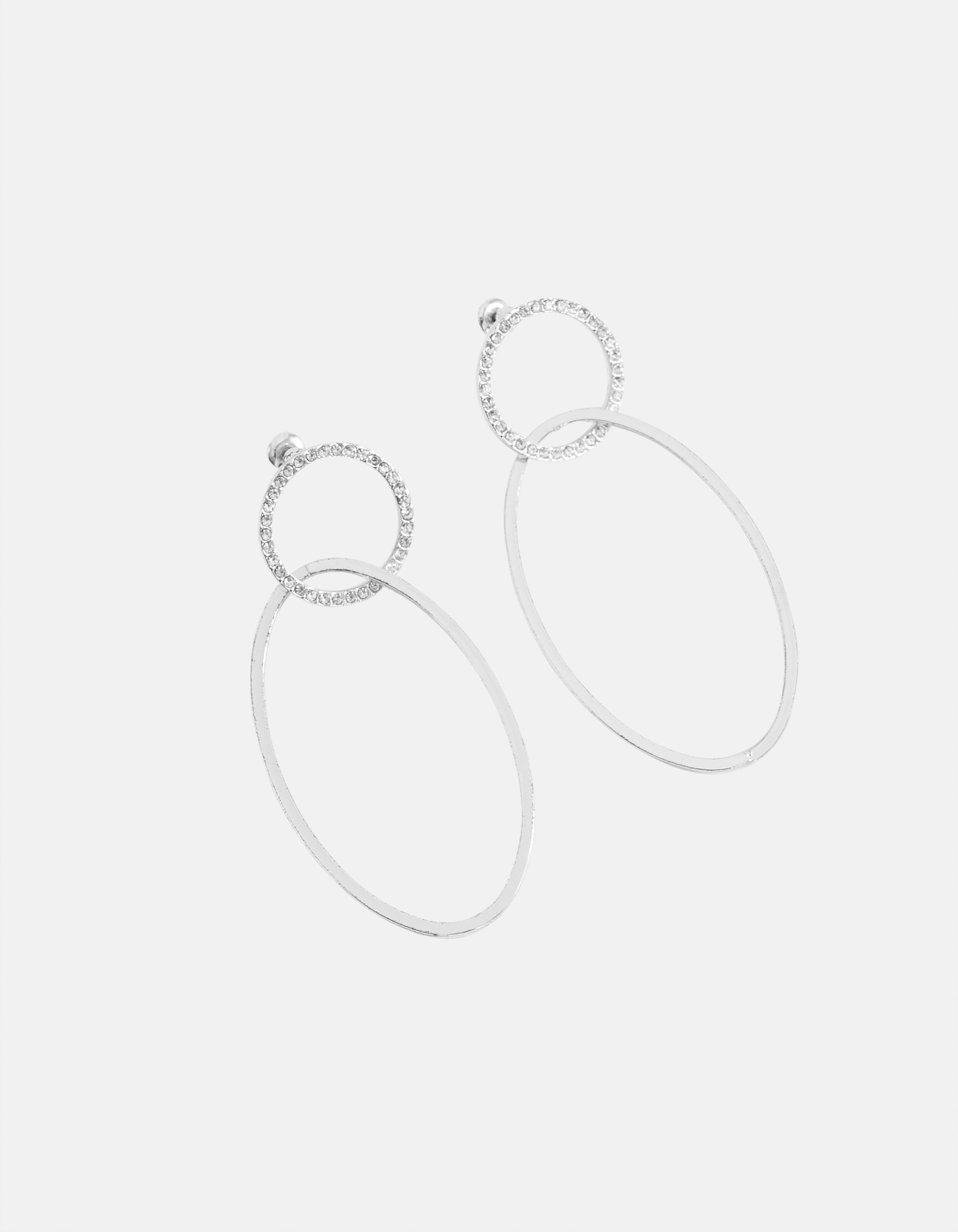 Ovale Strass-Ohrringe Silber SHOEBY ACCESSOIRES