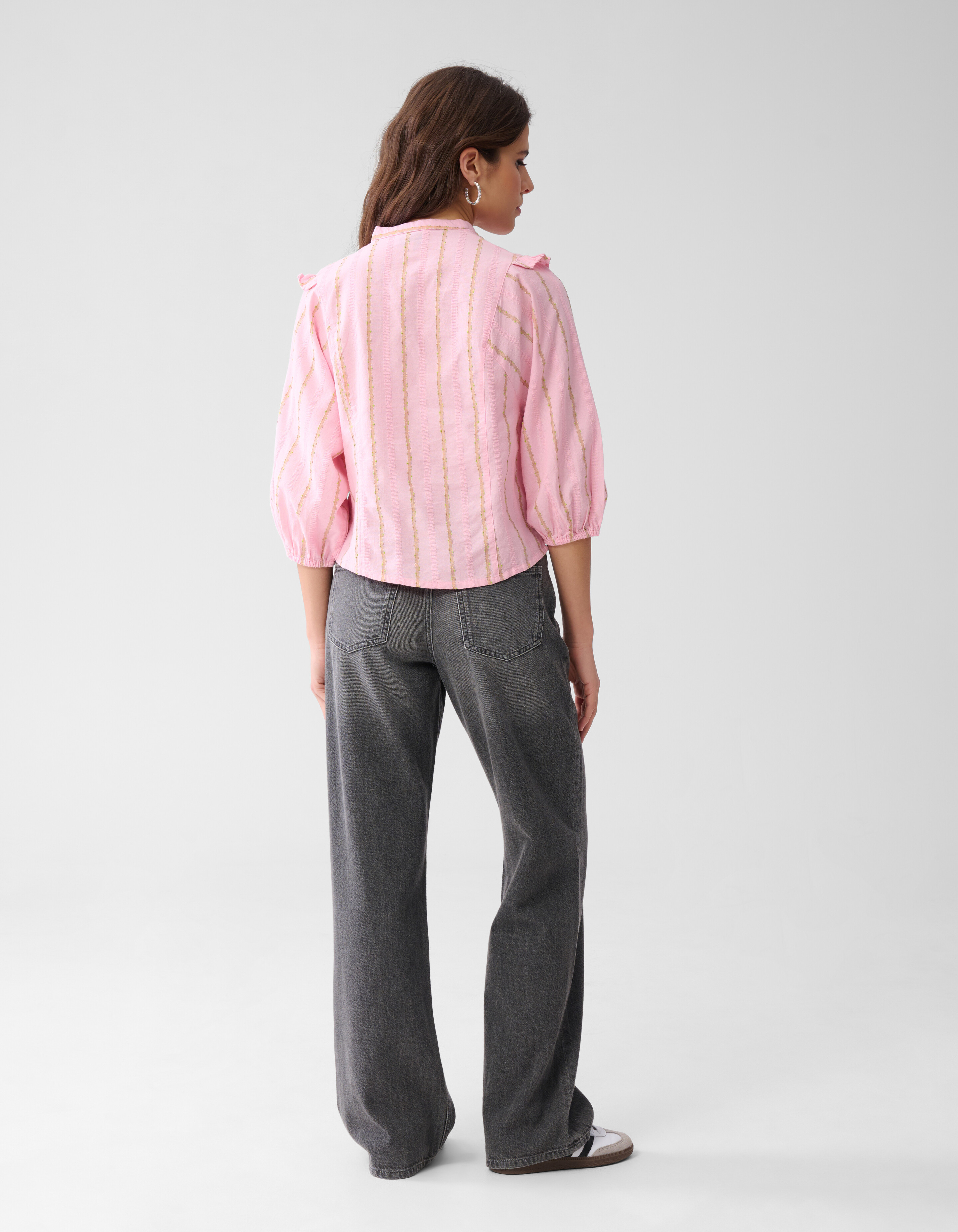 Jacquard-Rüschenbluse Rosa SHOEBY WOMEN