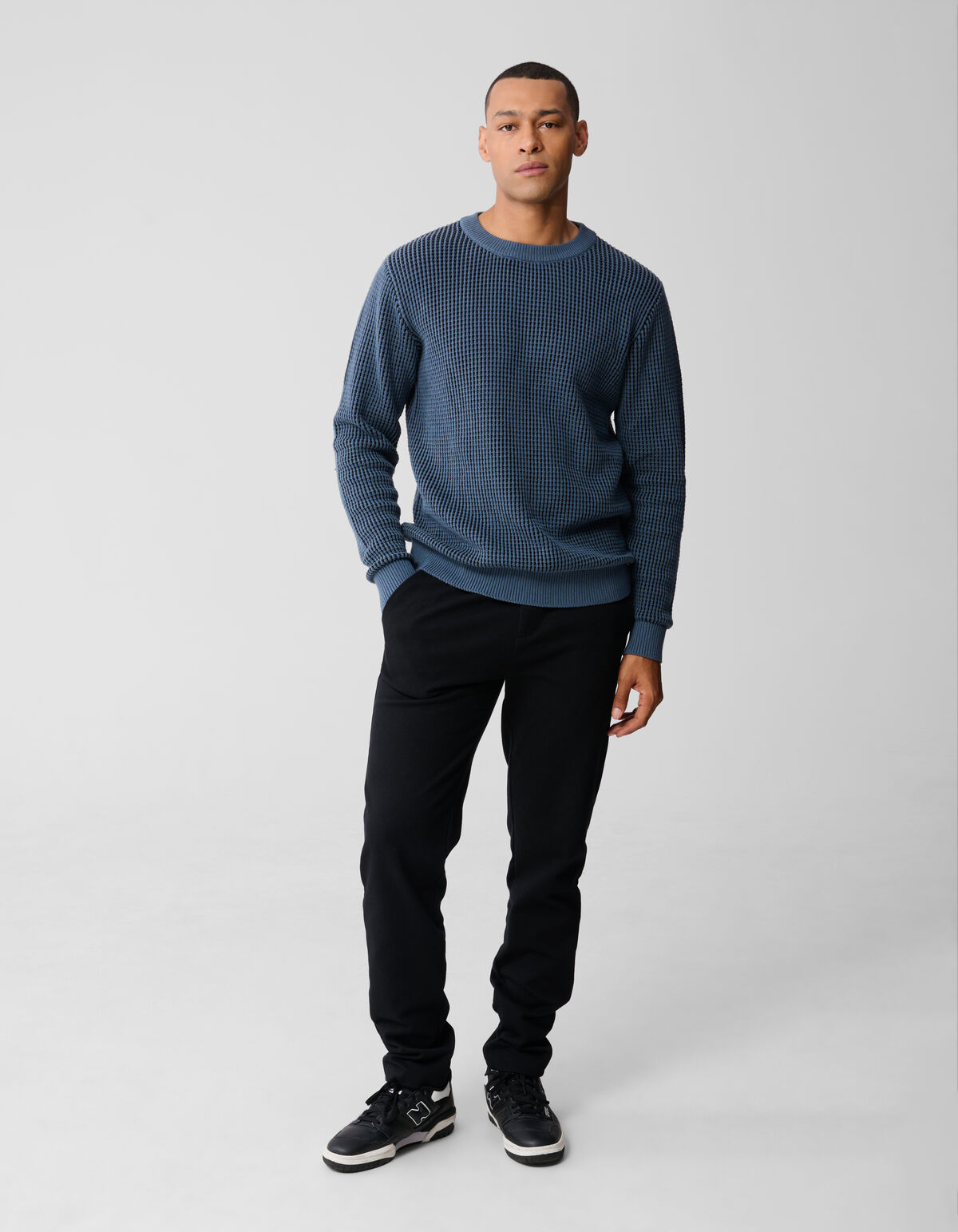 Geflochtener Strickpullover Blau SHOEBY MEN