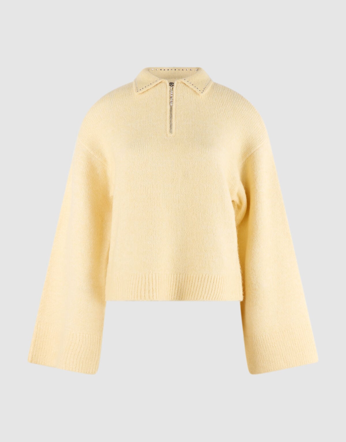 Zip Polo Strickpullover gelb SHOEBY WOMEN