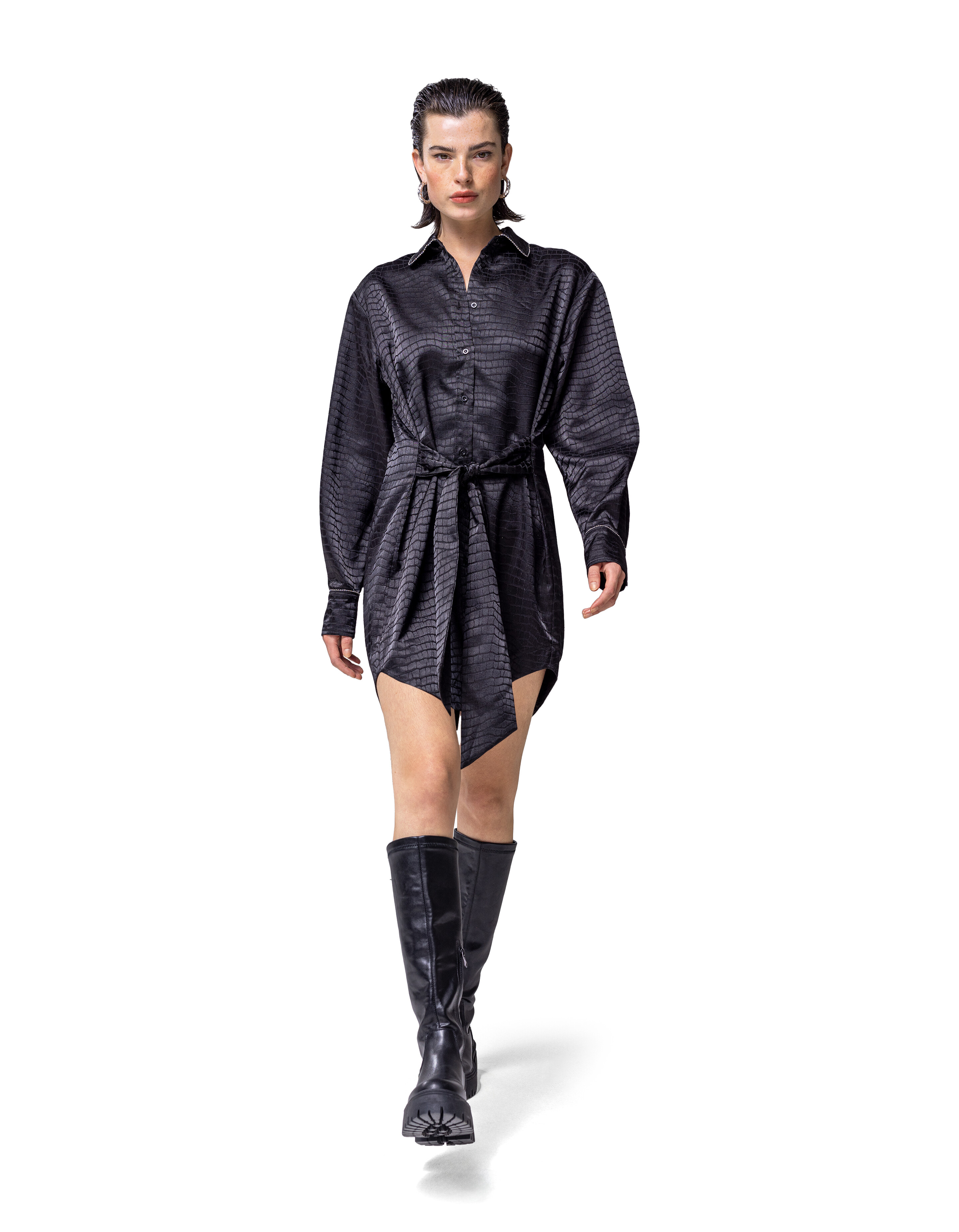 Jacquard Print Kleid Schwarz SHOEBY WOMEN