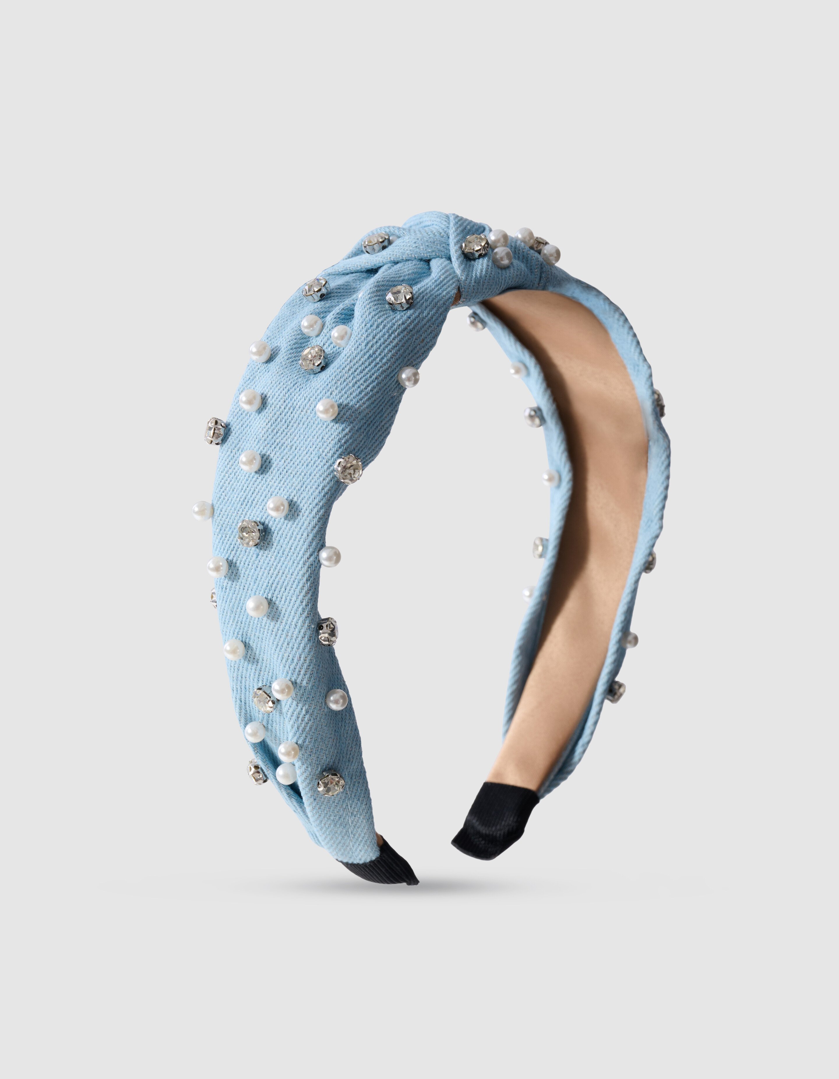 Embellished Denim Haarreif Blau SHOEBY ACCESSOIRES