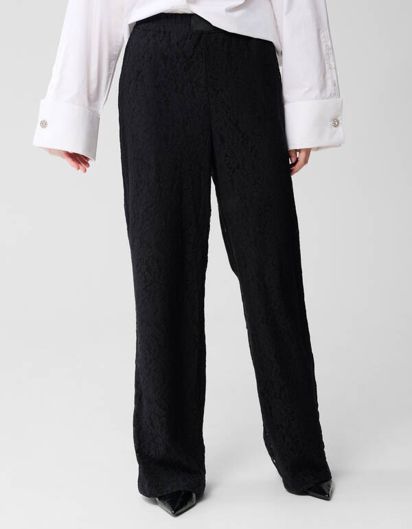 Schwarze Spitzenhose mit weitem Bein SHOEBY WOMEN
