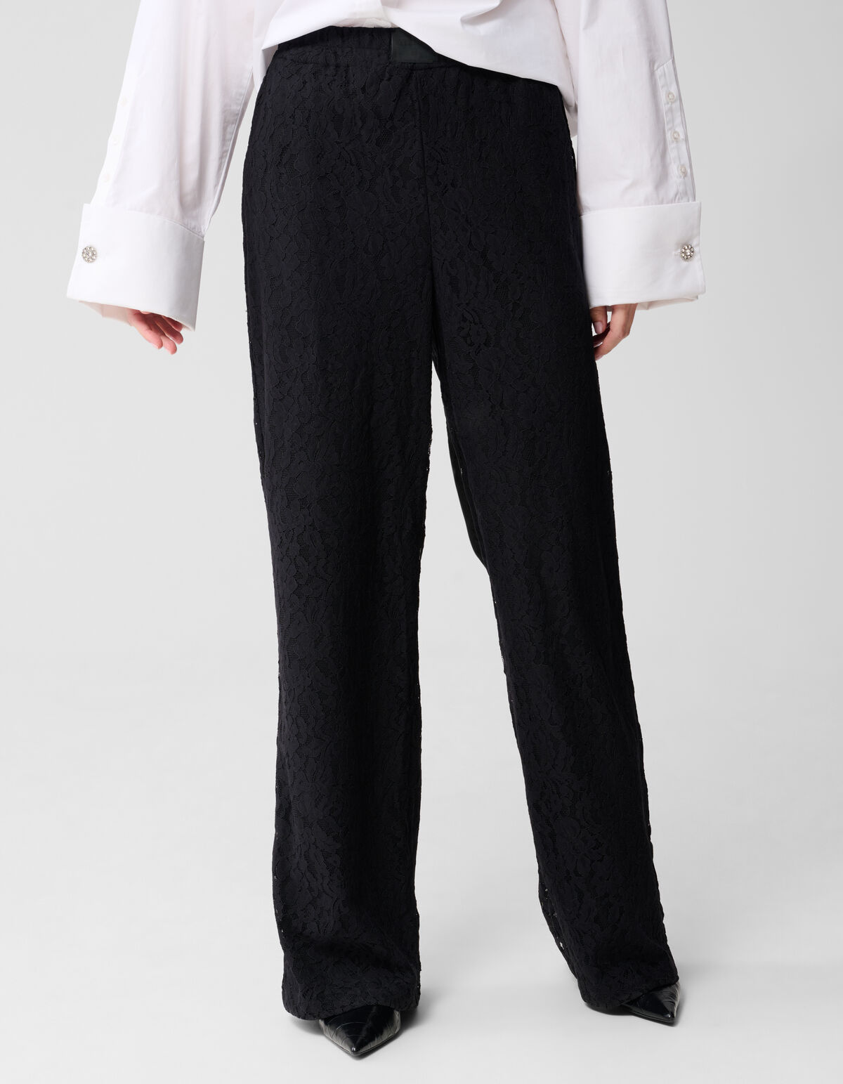 Schwarze Spitzenhose mit weitem Bein SHOEBY WOMEN