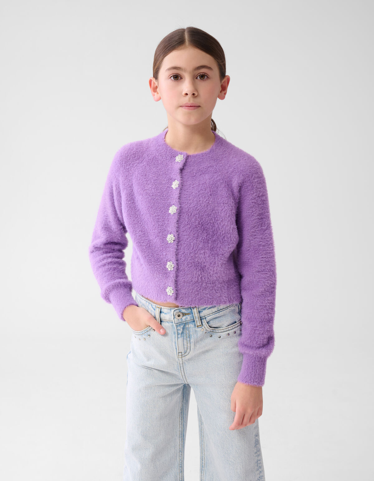 Pelzige Strickjacke Lila SHOEBY GIRLS