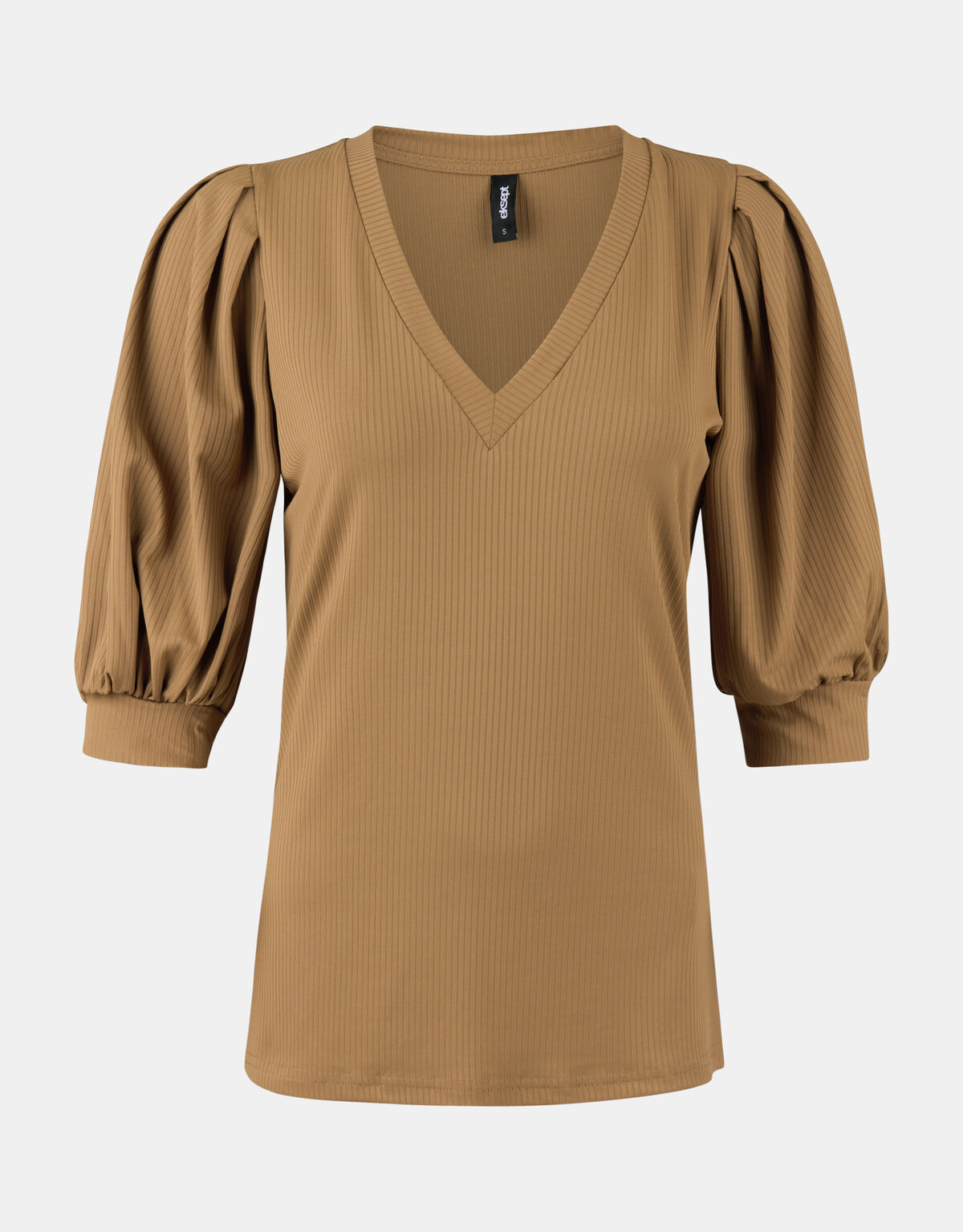 Rib Jersey V Ausschnitt T-Shirt EKSEPT