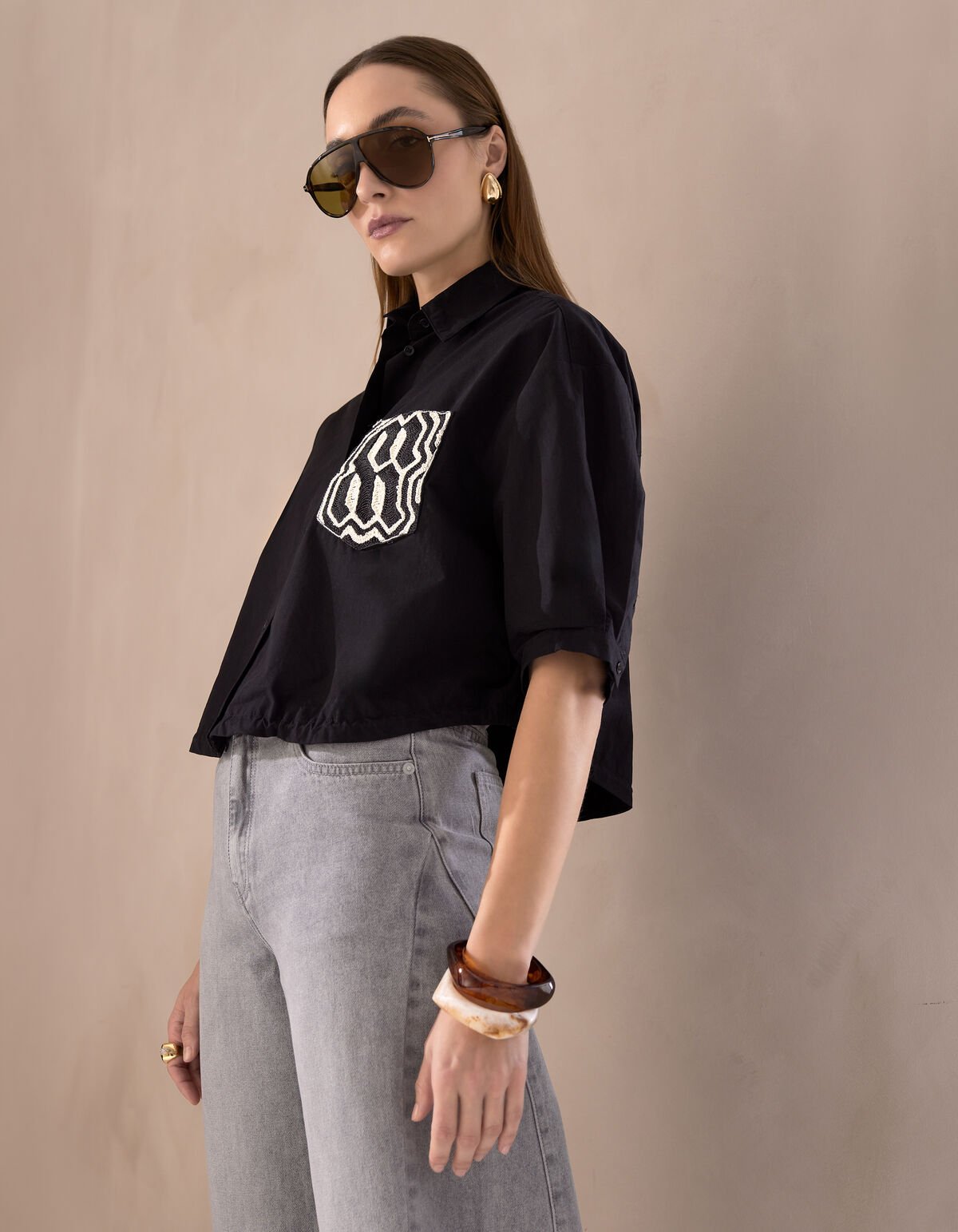 &Uuml;bergro&szlig;e Stickbluse Schwarz von Mieke SHOEBY WOMEN