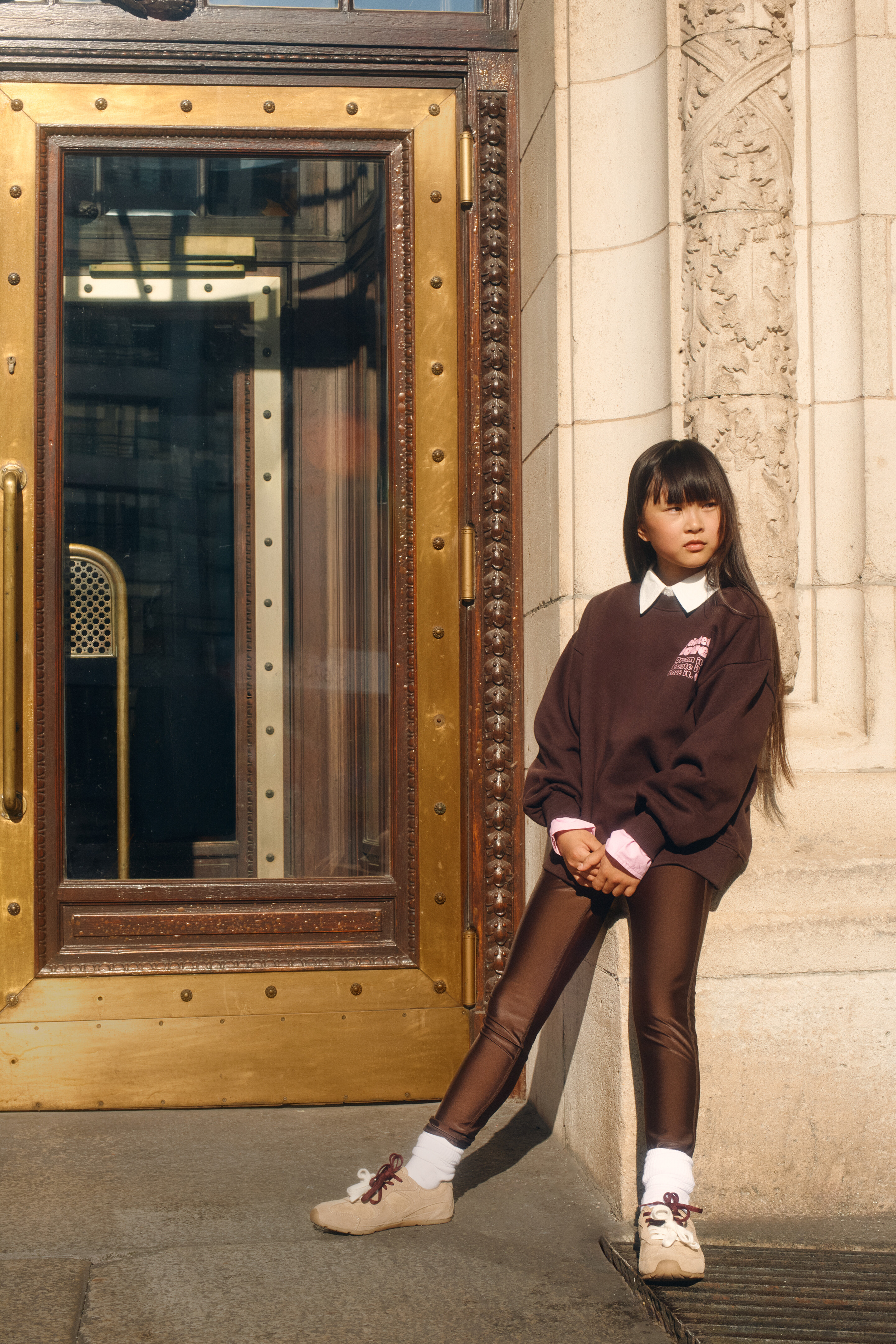Gl&auml;nzende Leggings Dunkelbraun SHOEBY GIRLS