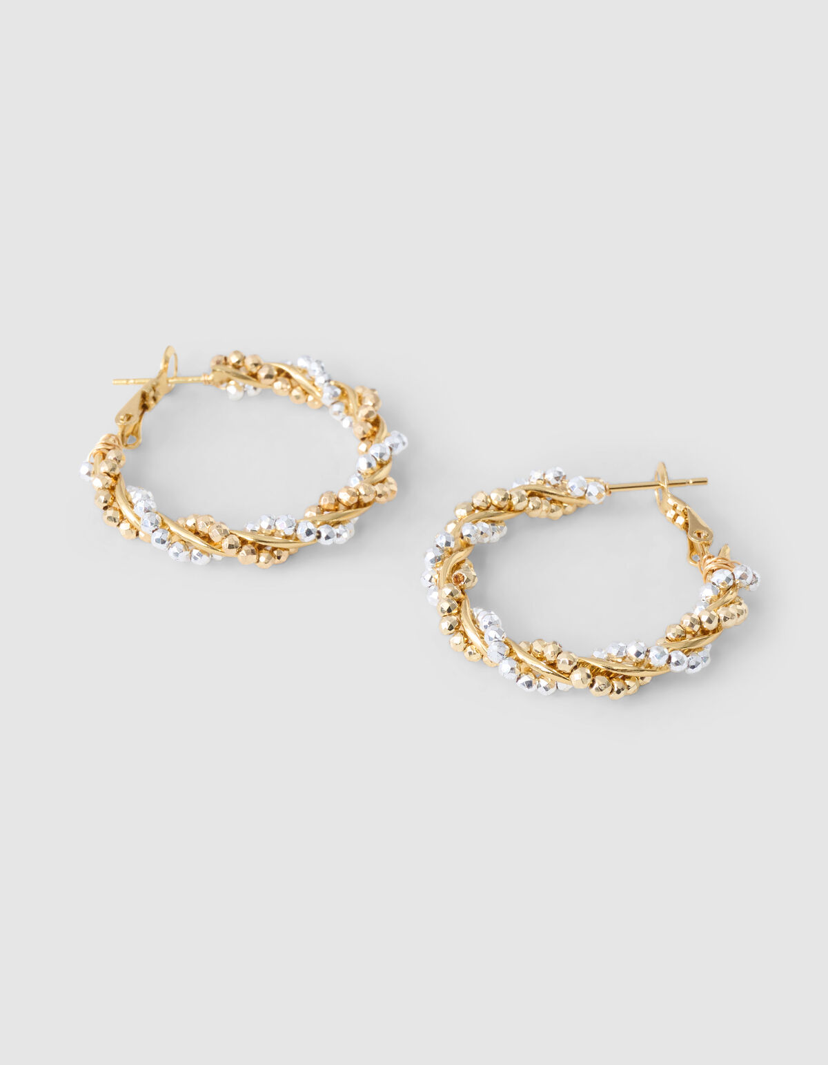 Gedrehte Perlenreifen-Ohrringe Gold SHOEBY ACCESSOIRES