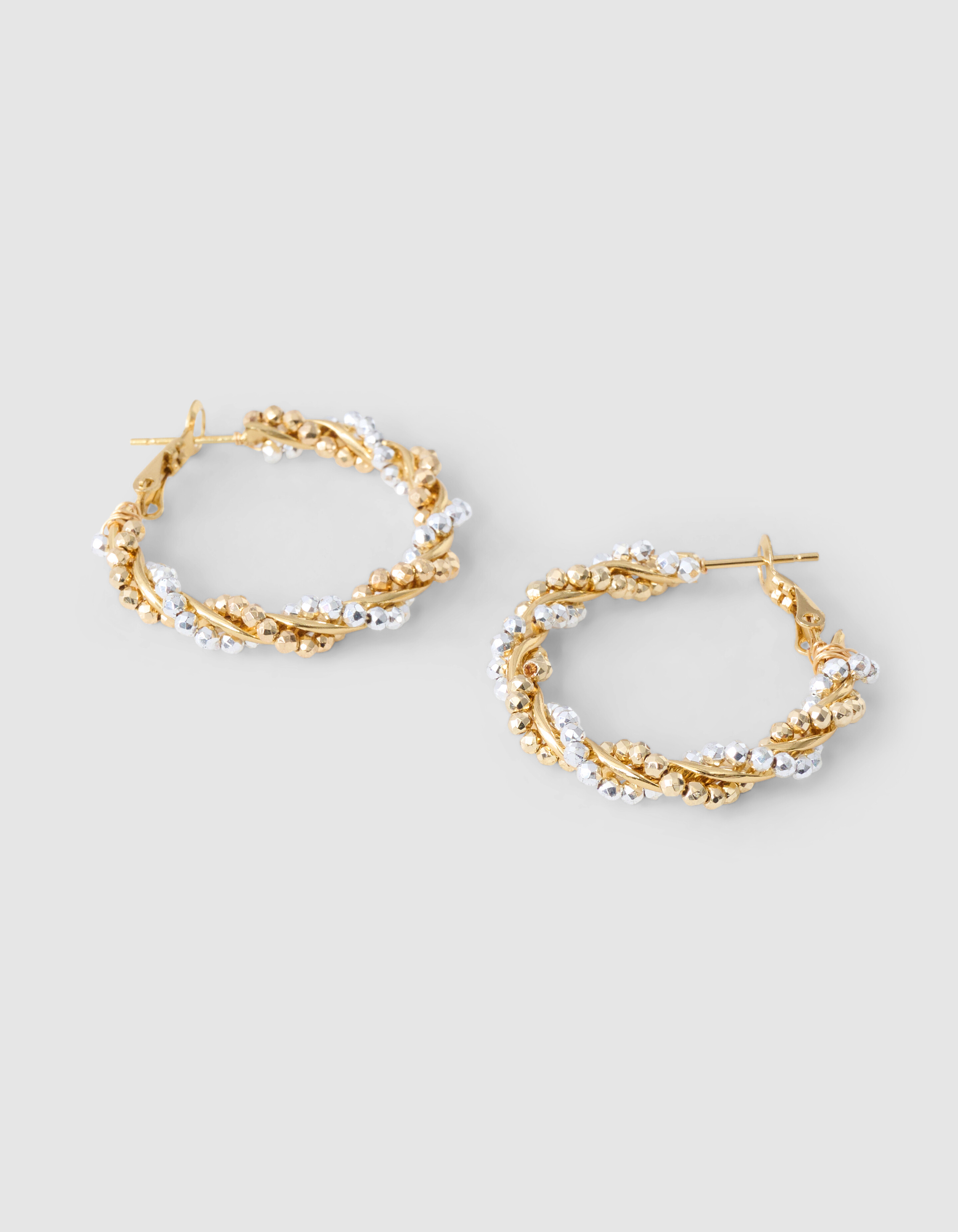 Gedrehte Perlenreifen-Ohrringe Gold SHOEBY ACCESSOIRES