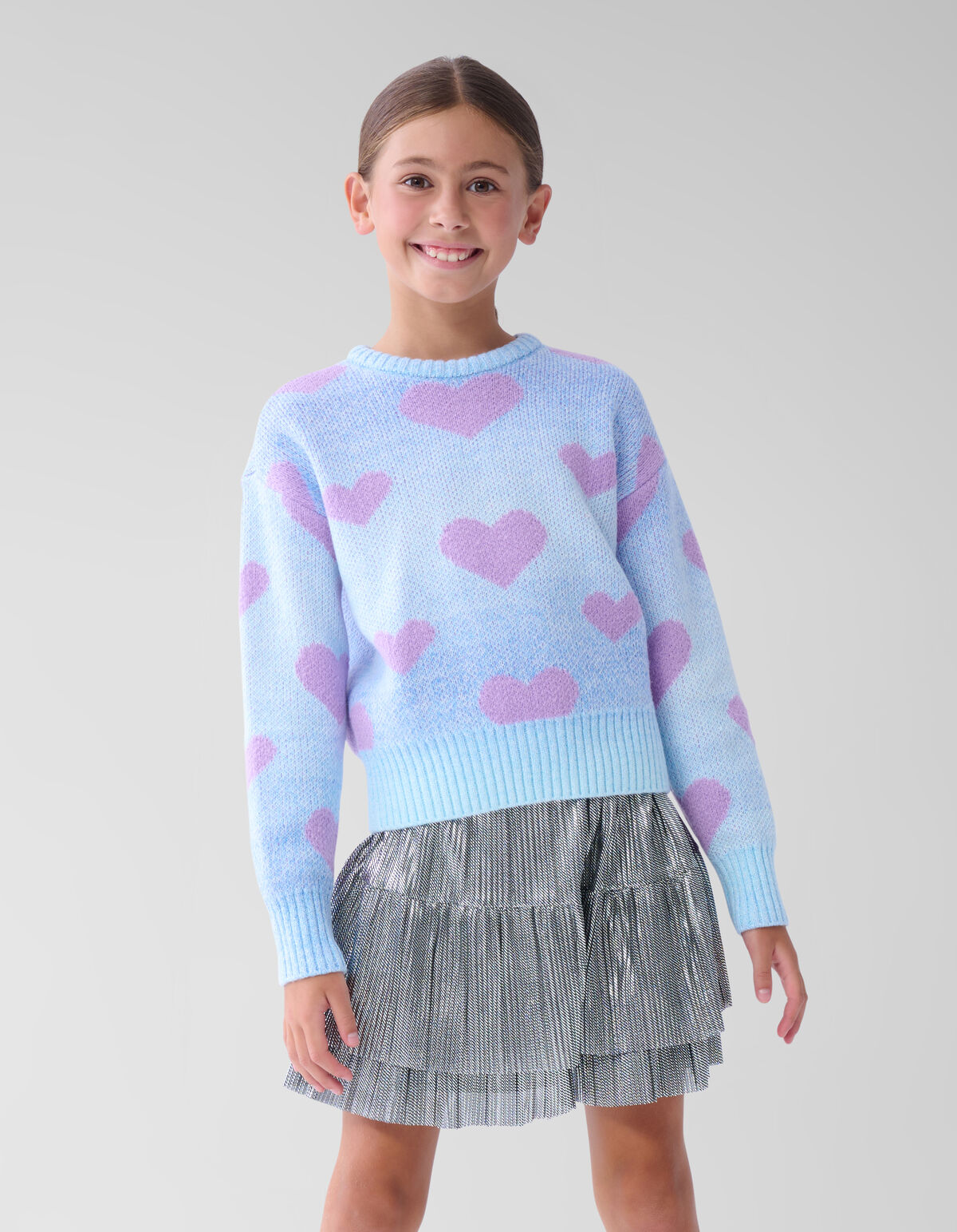 Herz bedruckter Degrade Pullover Blau SHOEBY GIRLS