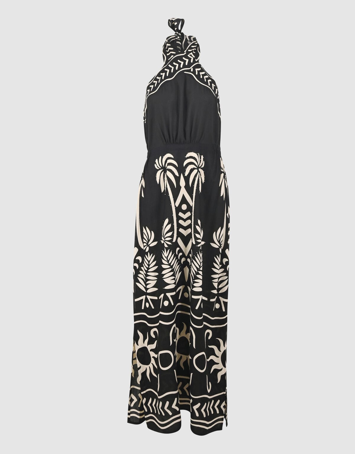 Bedrucktes Maxi-Tr&auml;gerkleid Schwarz SHOEBY WOMEN