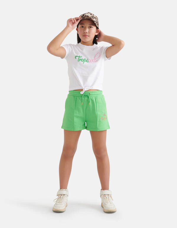 T-Shirt mit gesticktem Aufdruck Weiß SHOEBY GIRLS