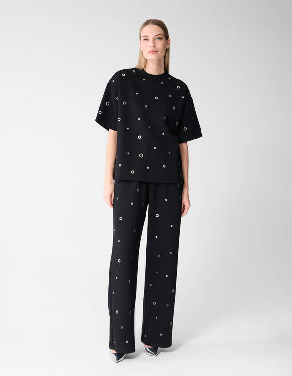 &Uuml;berdimensionales Sweatshirt mit &Ouml;sen Schwarz SHOEBY WOMEN