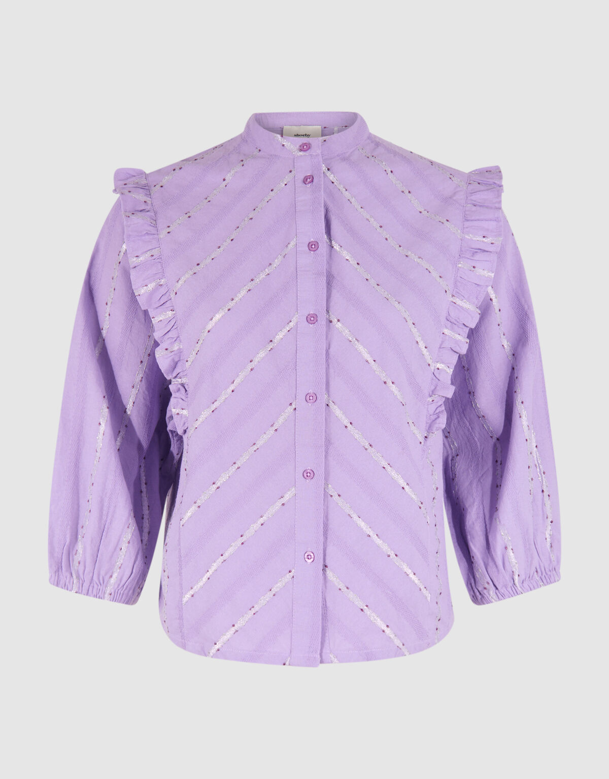 Jacquard-R&uuml;schen-Bluse Hellviolett SHOEBY WOMEN