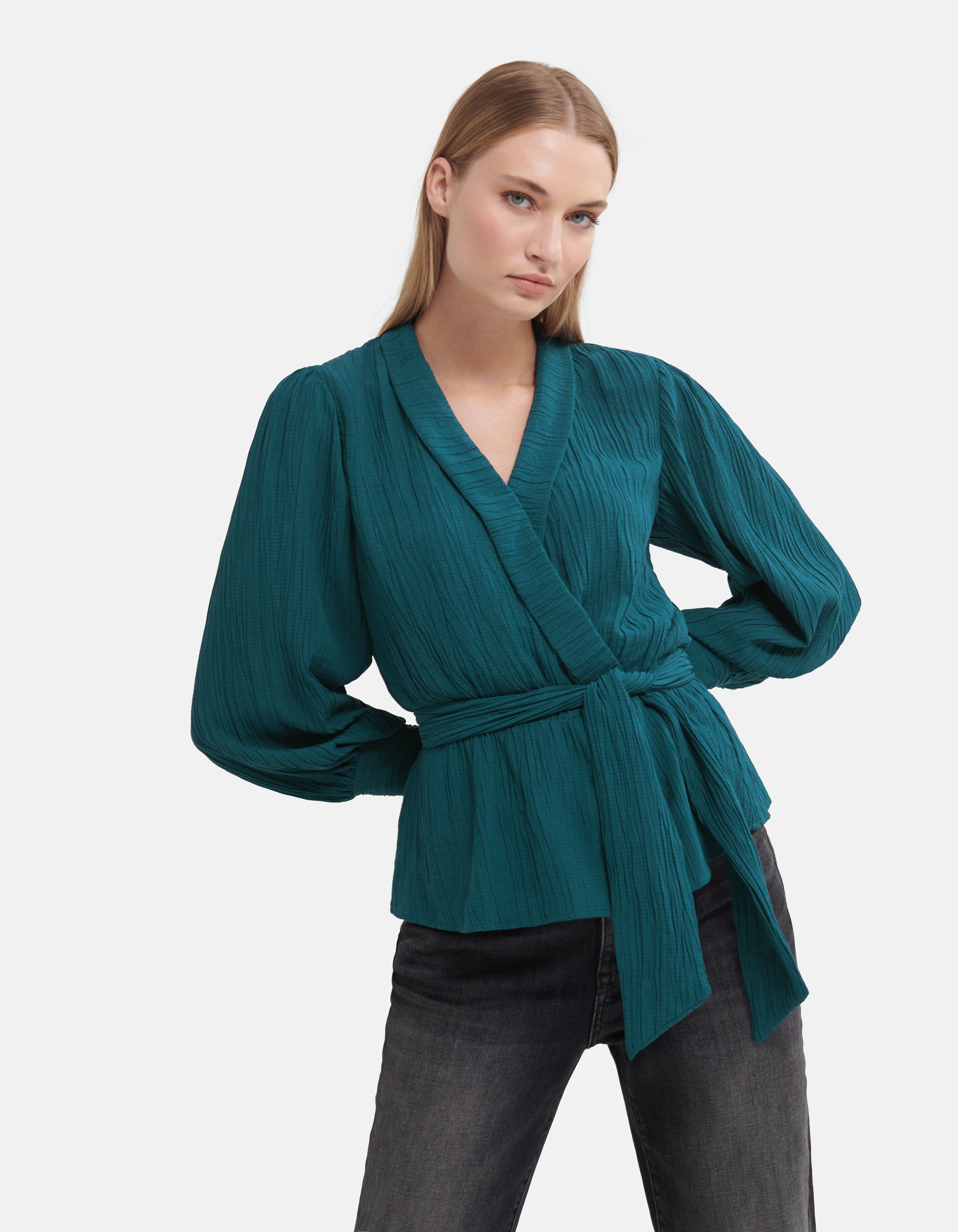 Crinkle-Bluse Blau von Fred SHOEBY WOMEN
