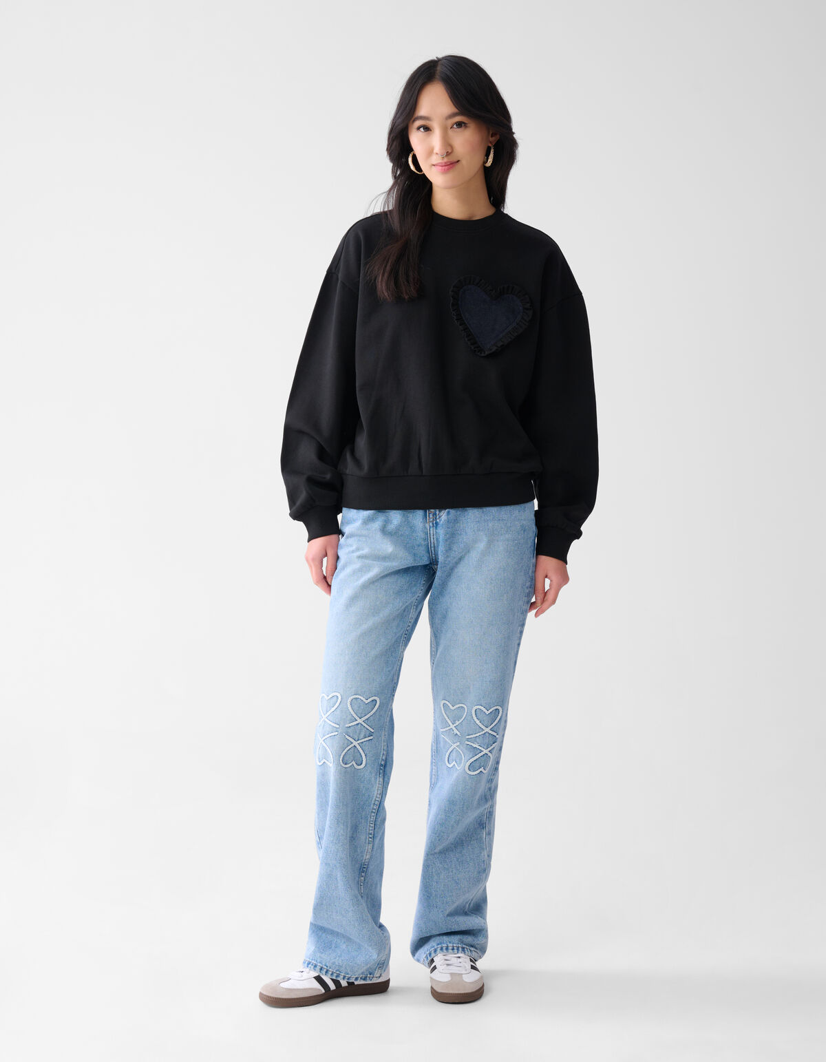 Denim Patch Pullover Schwarz SHOEBY WOMEN