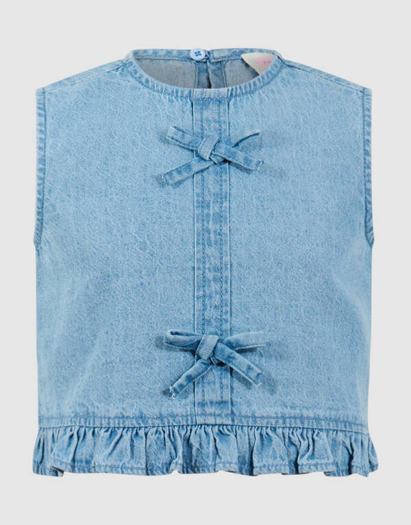 Cropped R&uuml;schenbluse Blau SHOEBY GIRLS