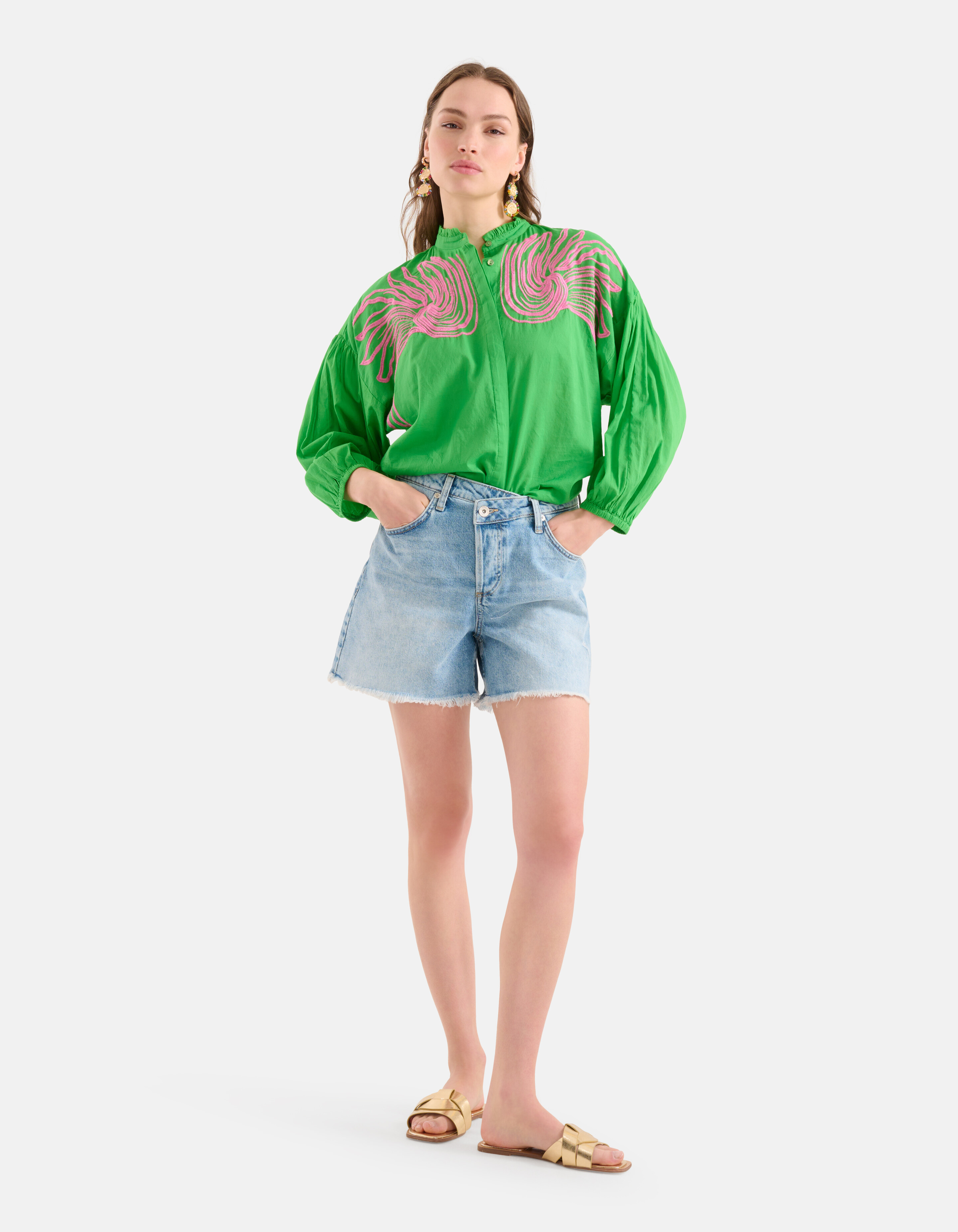 Stickerei Bluse Grün SHOEBY WOMEN
