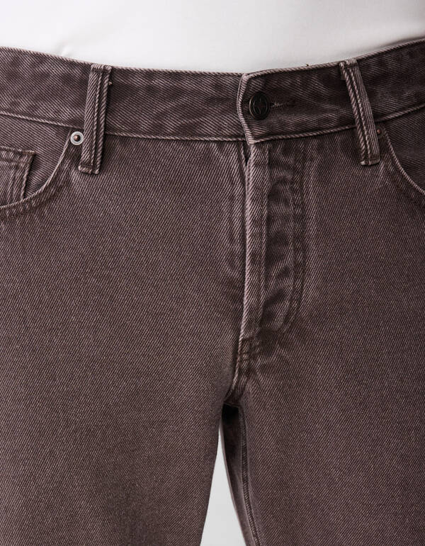 Washed Straight Fit Hose Dunkelbraun SHOEBY MEN