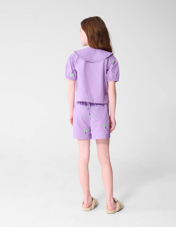 Palmbaum Stickerei Shorts Lila SHOEBY GIRLS