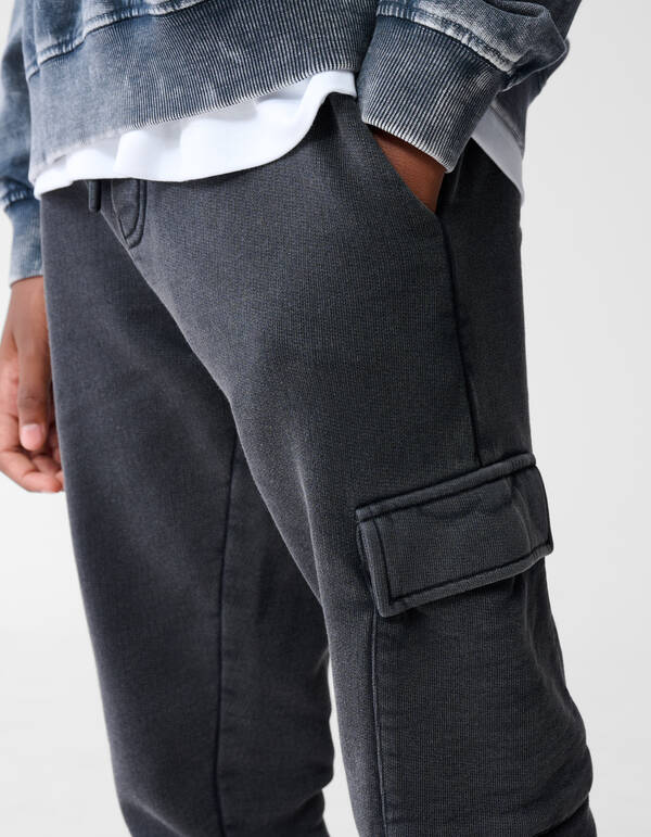 Gewaschene Cargo-Hose Dunkelgrau SHOEBY BOYS